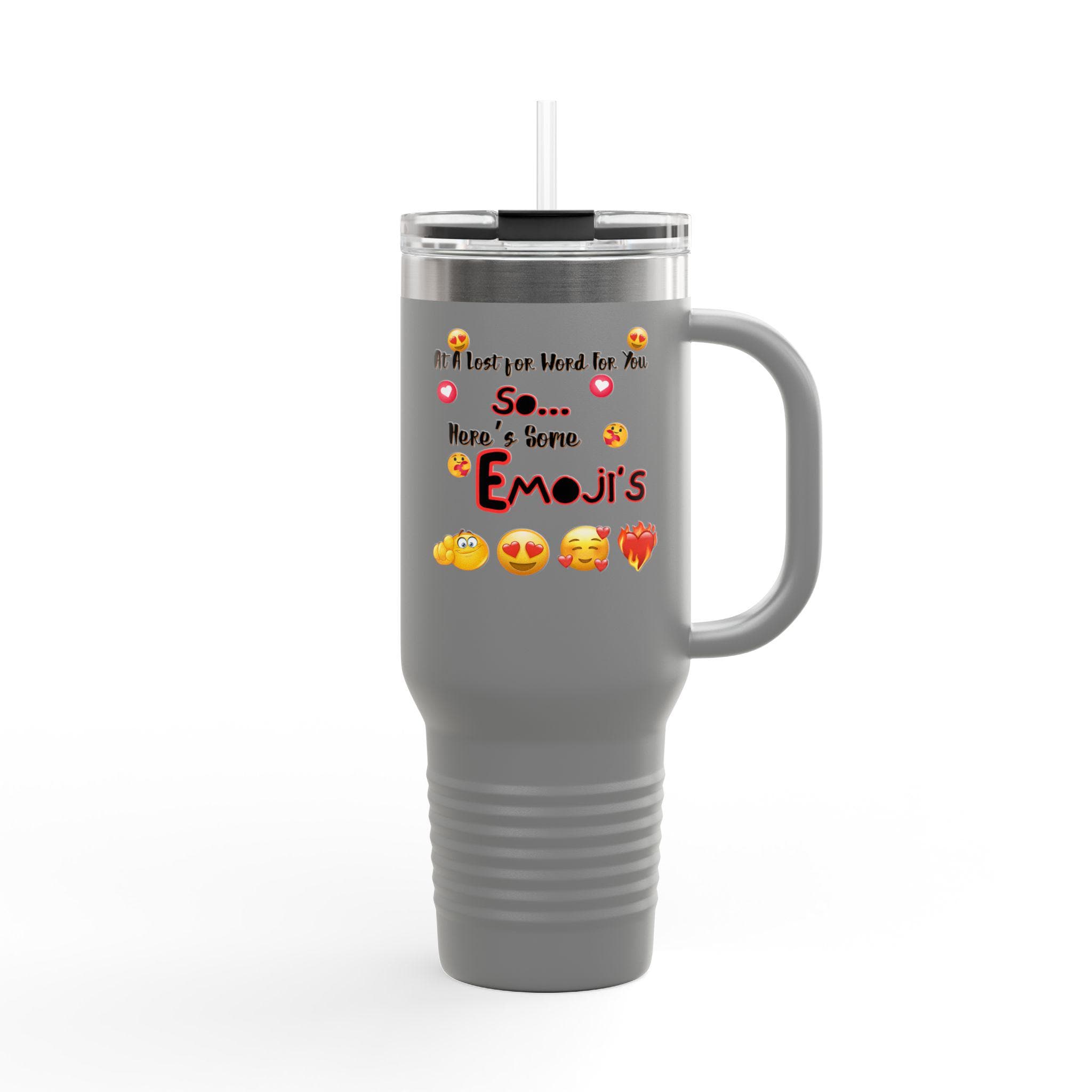 Funny Emoji Phrase Valentines Day Insulated Travel Mug | 40oz | Valentines Mug | Kiss Face Mug