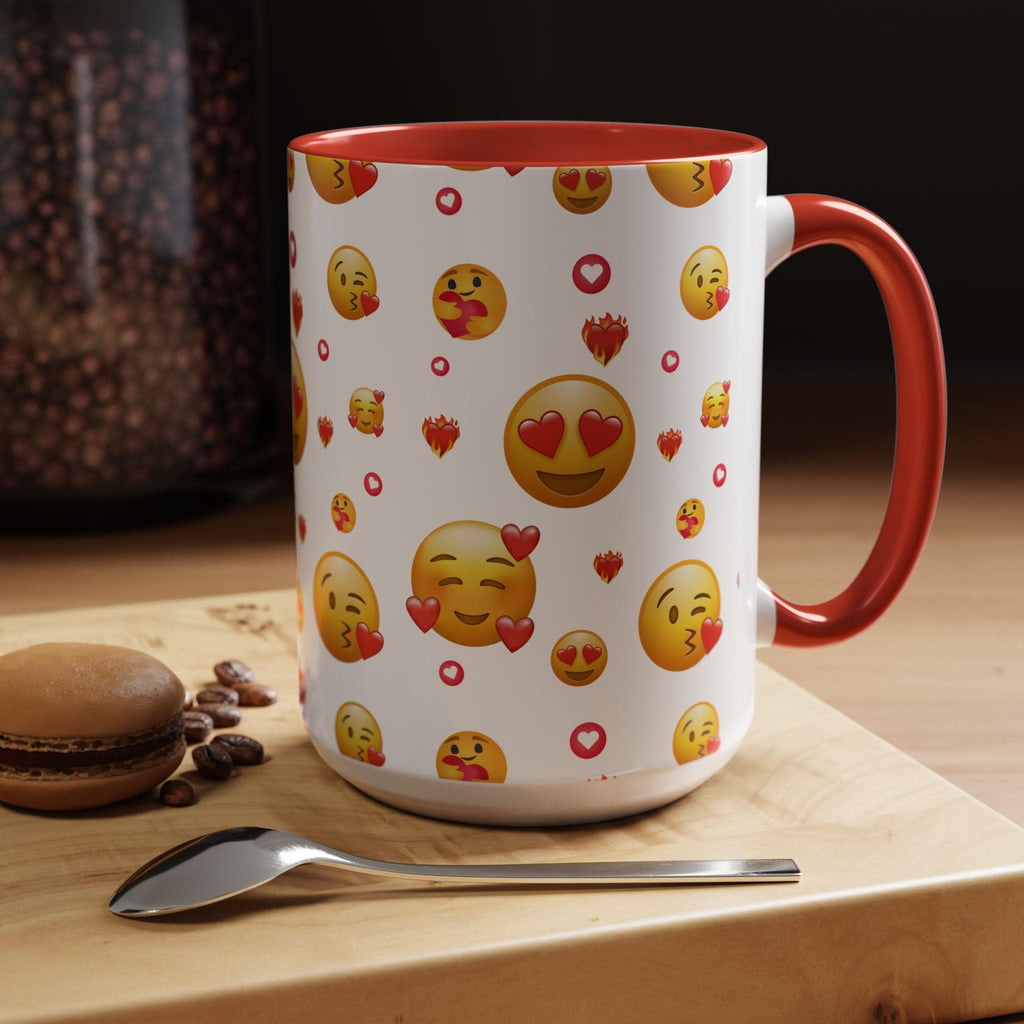 Love Emoji Valentine's Accent Coffee Mug | 11oz 15oz | Love Mug | Valentines Gift | Be Mine Mug