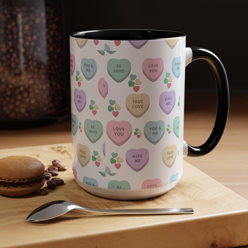 Heart Candy Valentine Accent Coffee Mug | 11oz 15oz | Valentine Mug | Valentine Gift
