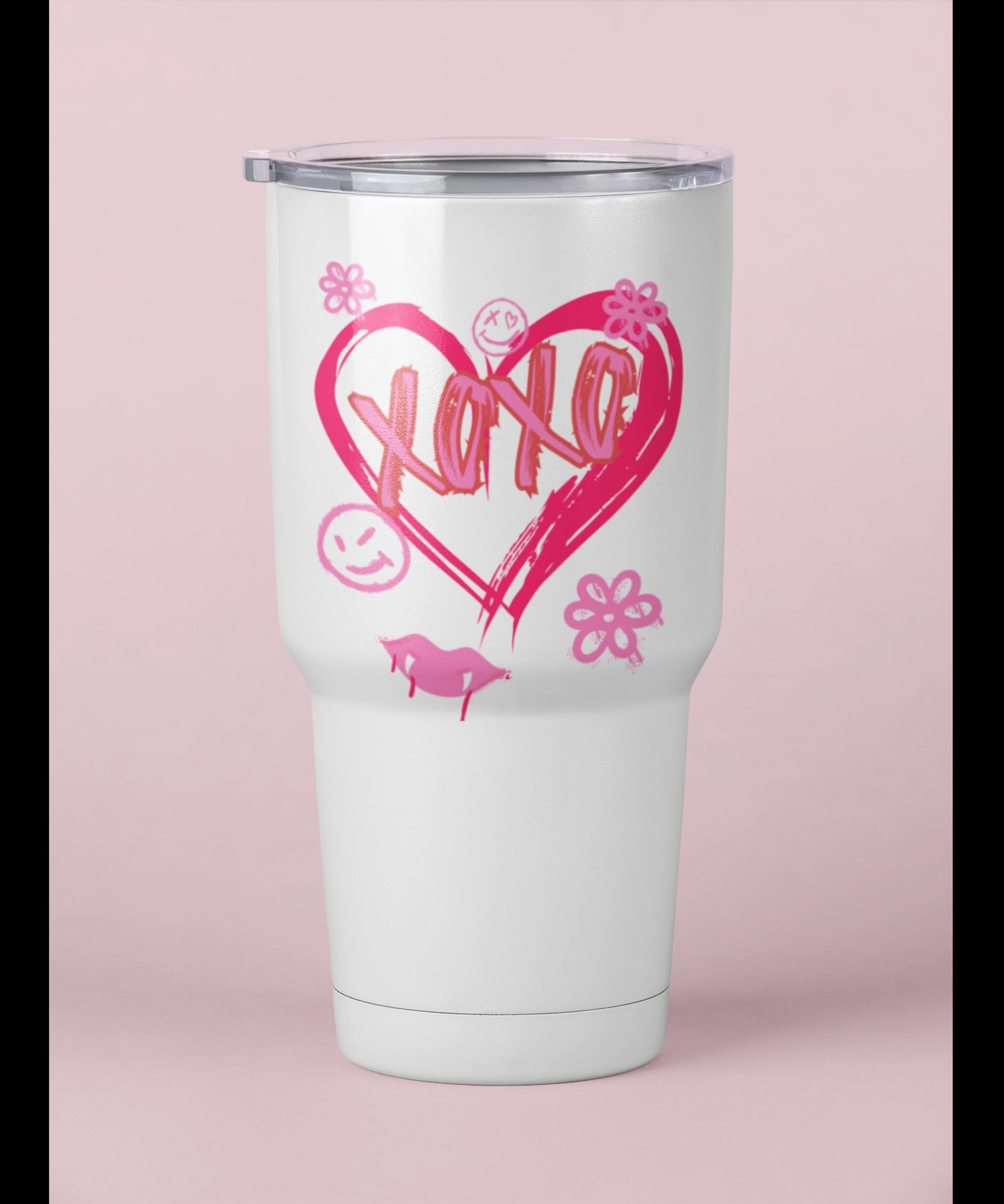 Pink Heart XOXO Valentines Day 40oz Travel Mug | Valentines Tumbler | Heart Mug |