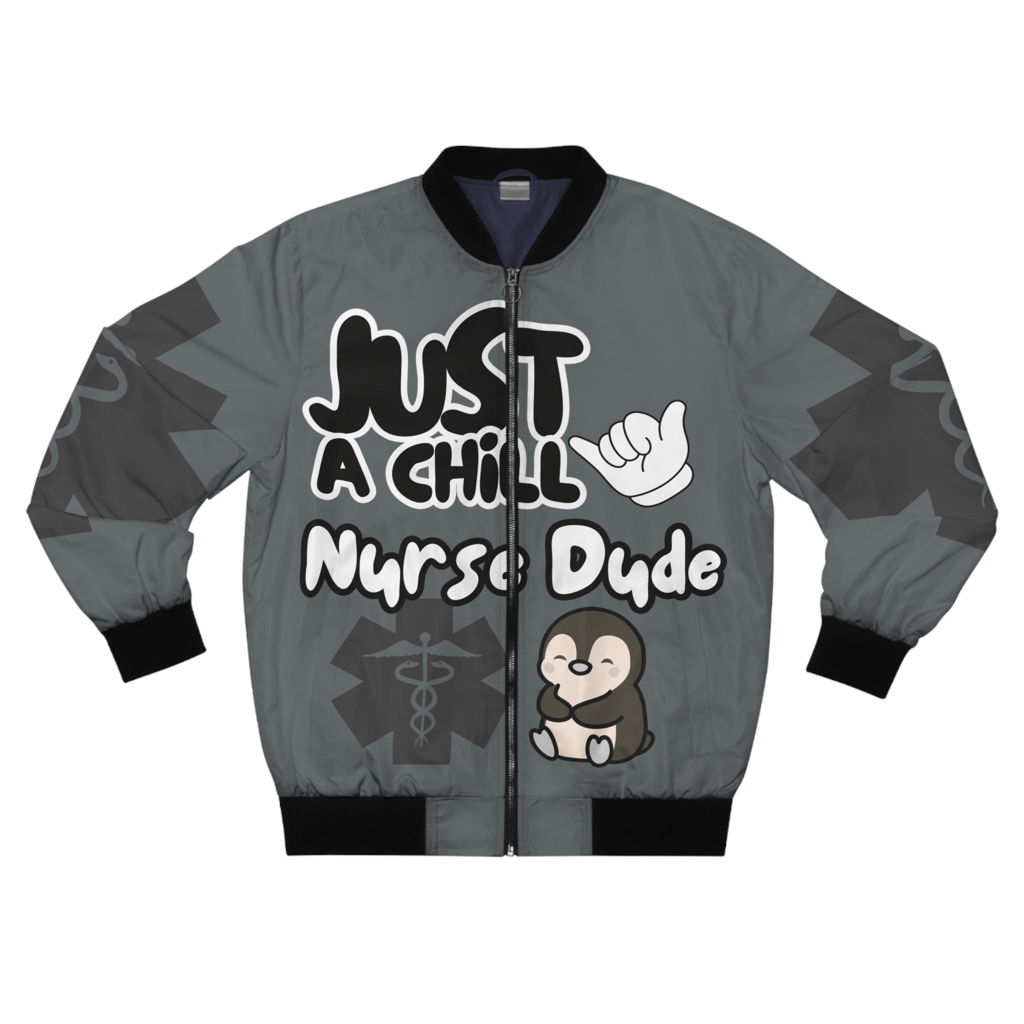Chill Nurse Dude Medical Bomber Jacket(Black|White|Grey) | Cool EMT Jacket|Healthcare Jacket for Men| Mens Nurse Jacket|Nurse For Him |