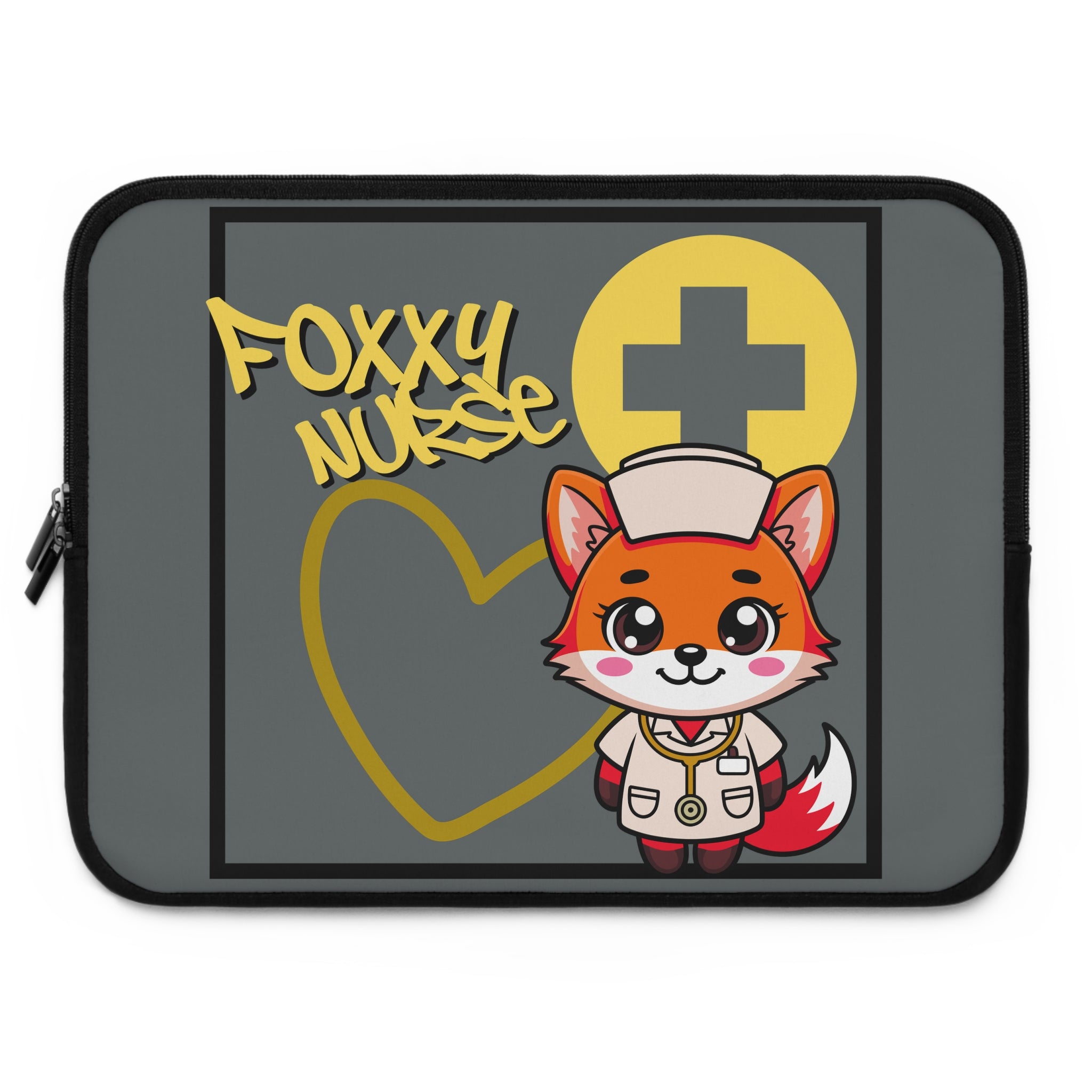 Foxxy Nurse Laptop Sleeve(Yellow|Grey|)|Laptop/Tablet Case for Nurses & Doctors| Tablet Sleeve For Medical Workers |Medical Symbol Protective Case for Nurses & EMTs