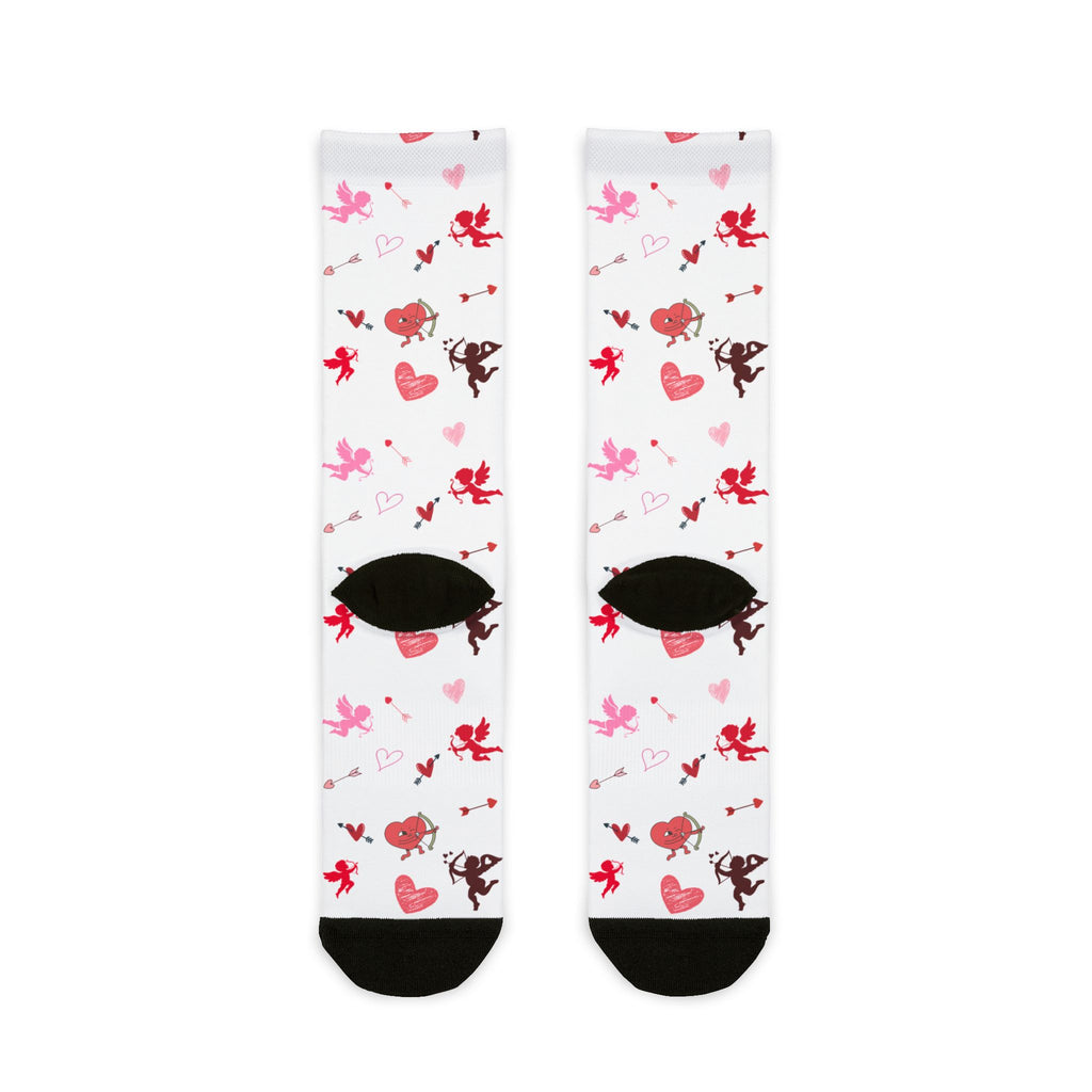 Valentine's 'Love Is a Battlefield' Crew Socks | Cupid Socks | Valentines Day Socks | Heart Socks |