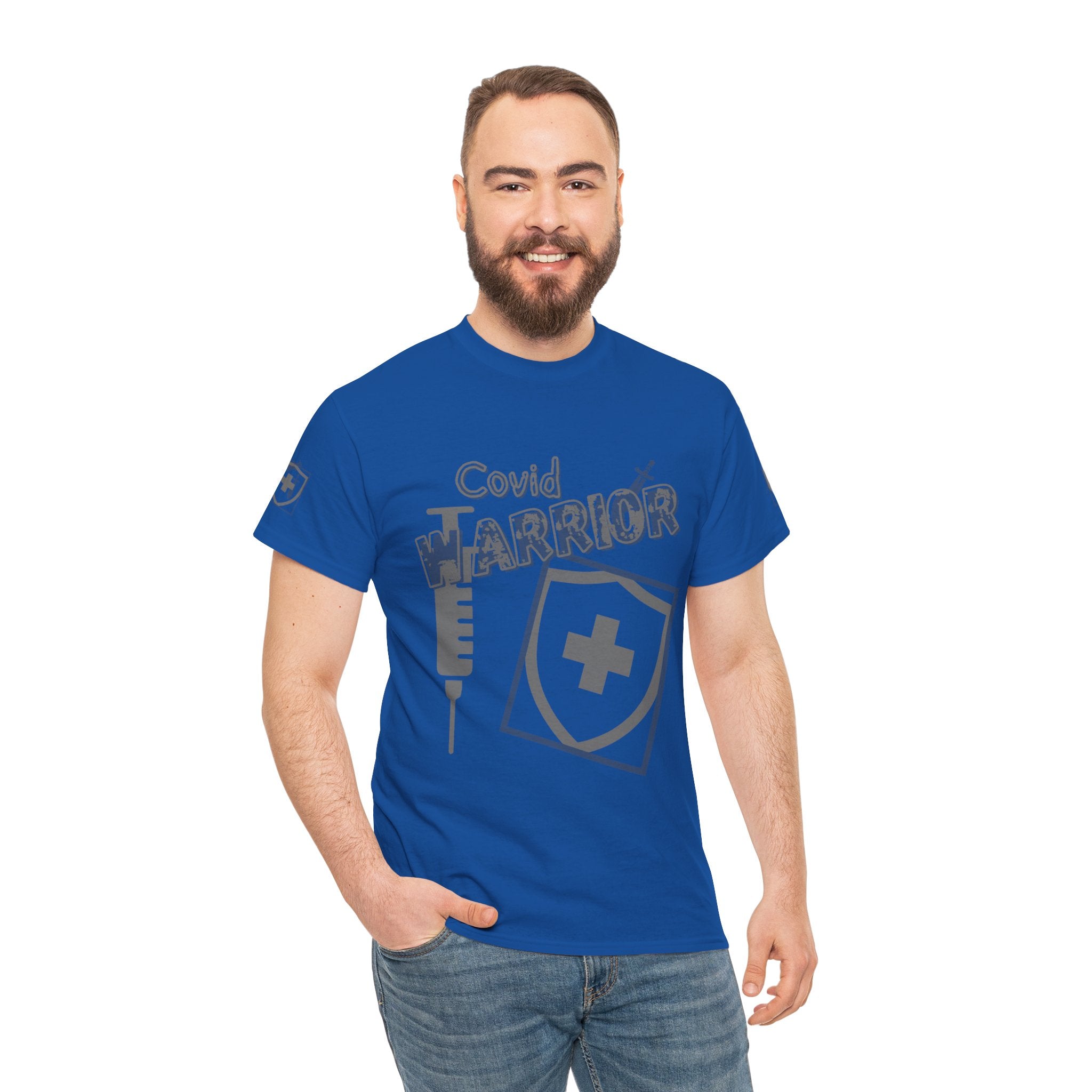 COVID Warrior Nurse & EMS T-Shirt(Blue|Grey) | Medical Staff Tribute Tee | EMS Casual Tee |