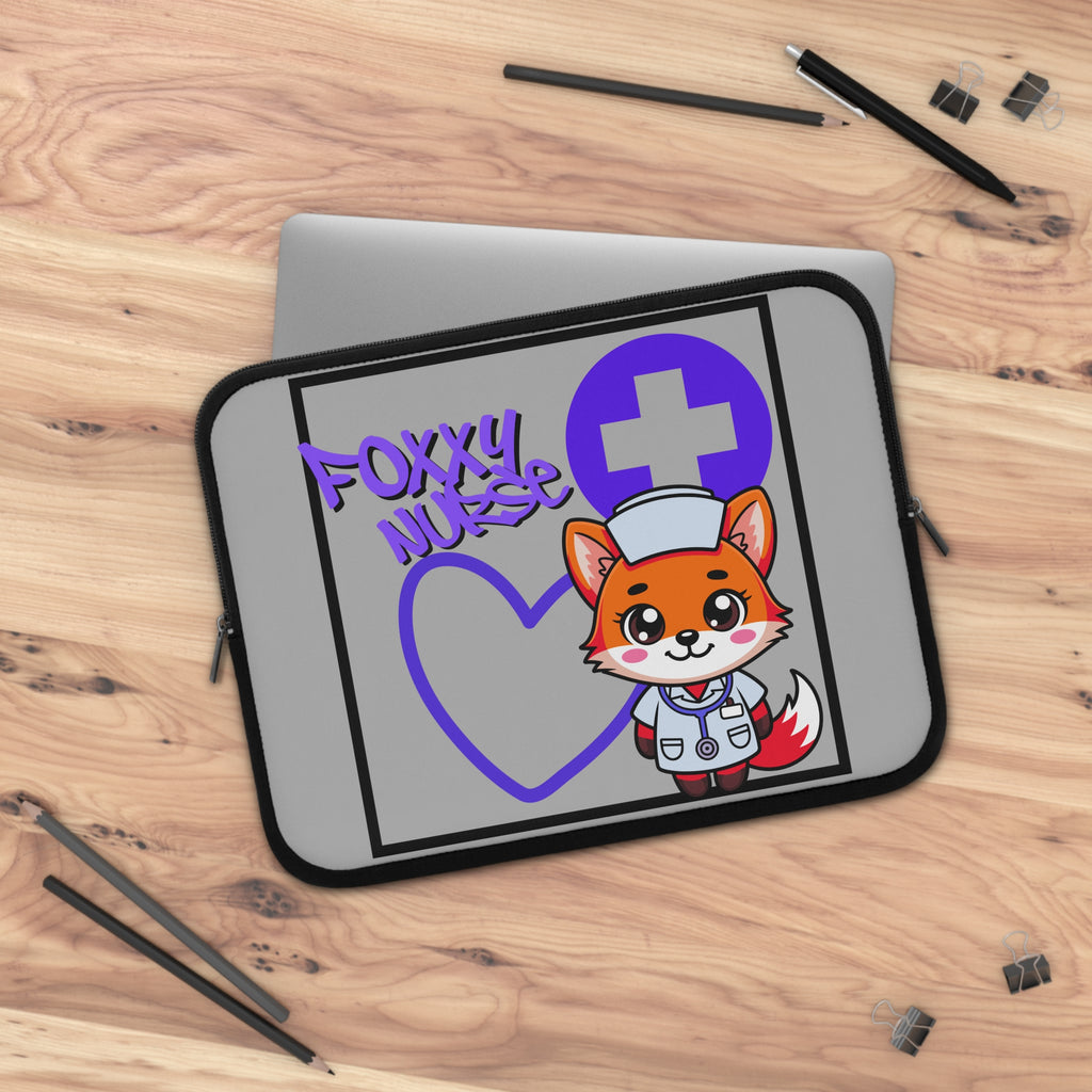 Foxxy Nurse Laptop Sleeve(Purple|Grey|)|Laptop/Tablet Case for Nurses & Doctors| Tablet Sleeve For Medical Workers |Medical Symbol Protective Case for Nurses & EMTs
