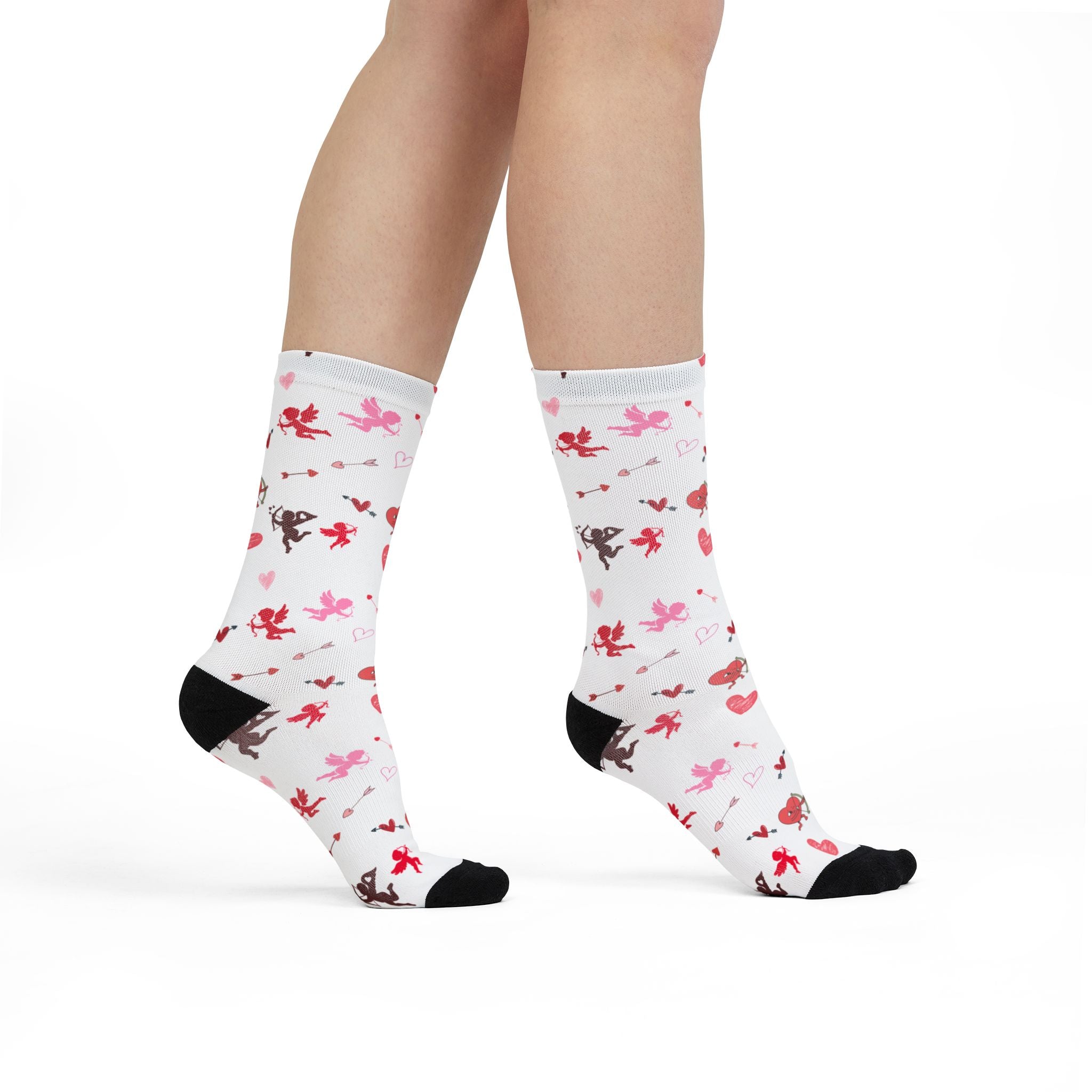 Valentine's 'Love Is a Battlefield' Crew Socks | Cupid Socks | Valentines Day Socks | Heart Socks |