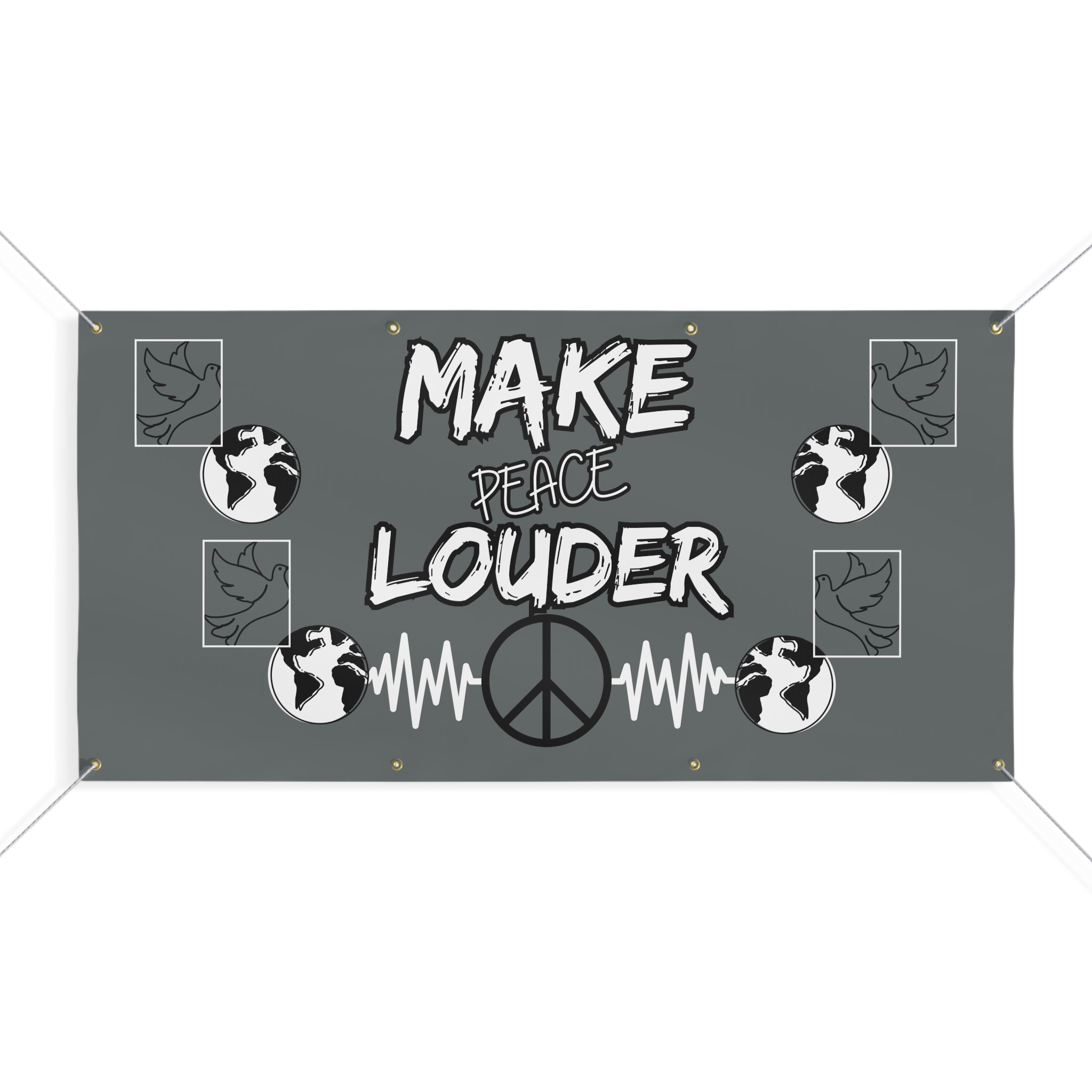 Make Peace Louder Matte Banner(White|Black) | Outdoor Protest & Peace Rally Sign | Peaceful Activism Sign | Social Justice Sign |