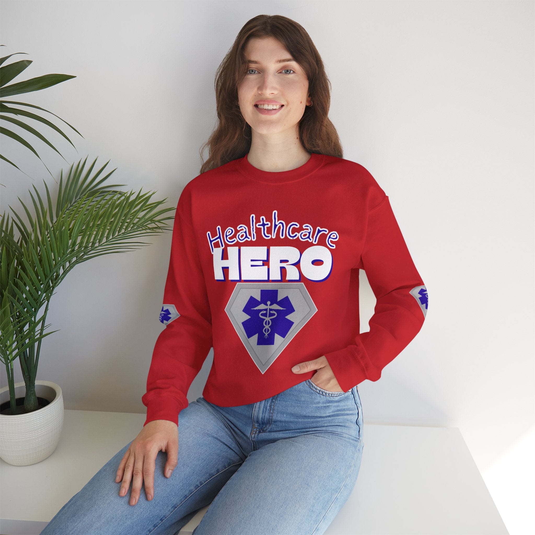 Healthcare Hero Sweatshirt(Blue)|White | Medical Staff Appreciation Crewneck | Frontline Sweatshirt | EMS Sweater |