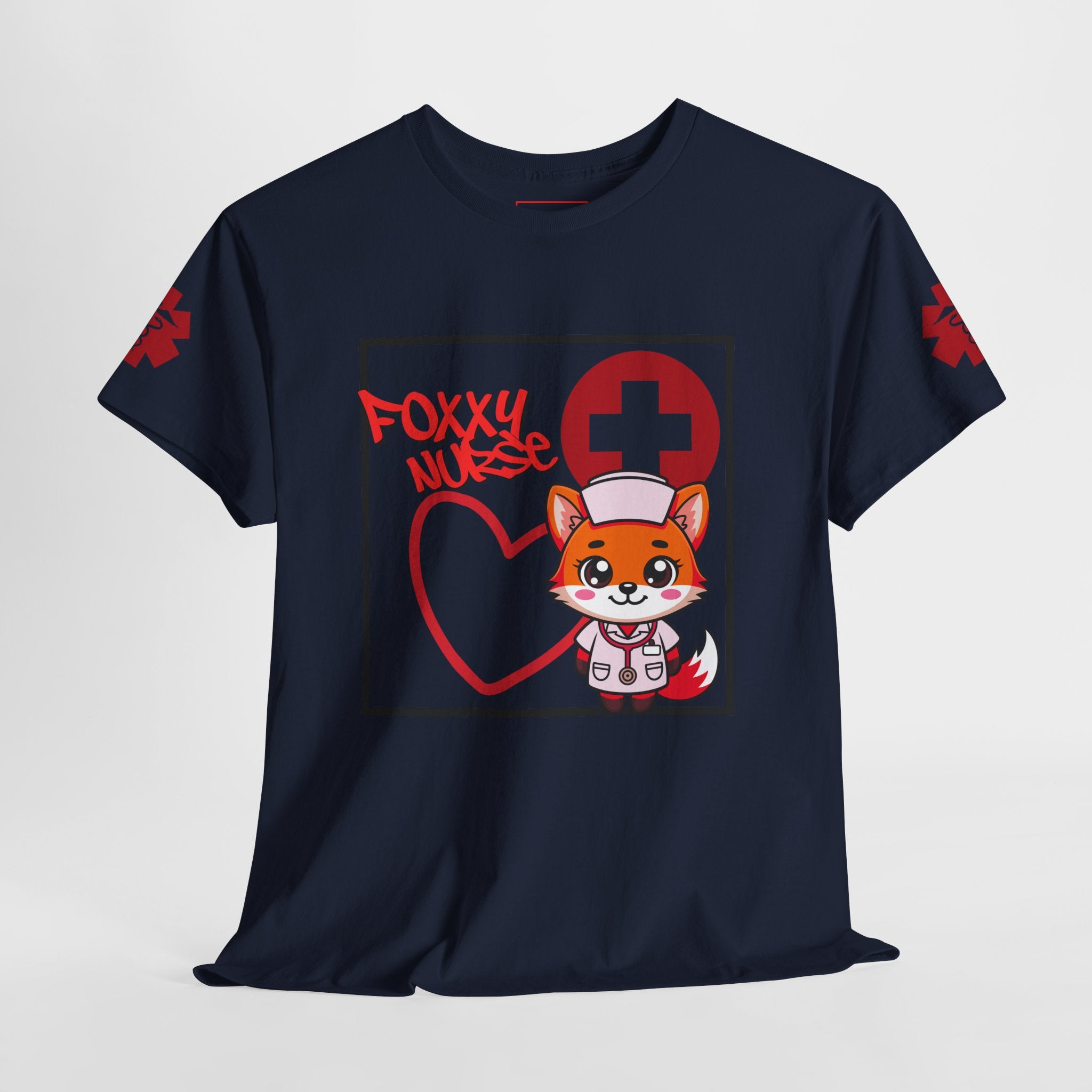 Foxxy Nurse Medical T‑Shirt(Red)|Cute Medical for Nurses & Healthcare Staff| Cute Nursing Tee |