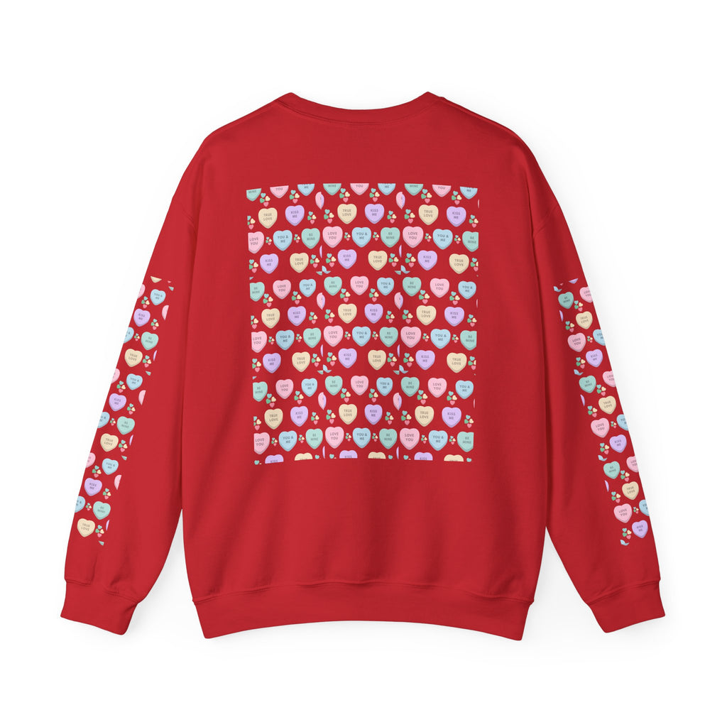 Candy Kisses Valentines Day Crewneck Sweatshirt | Heart Sweater | Candy Sweater |