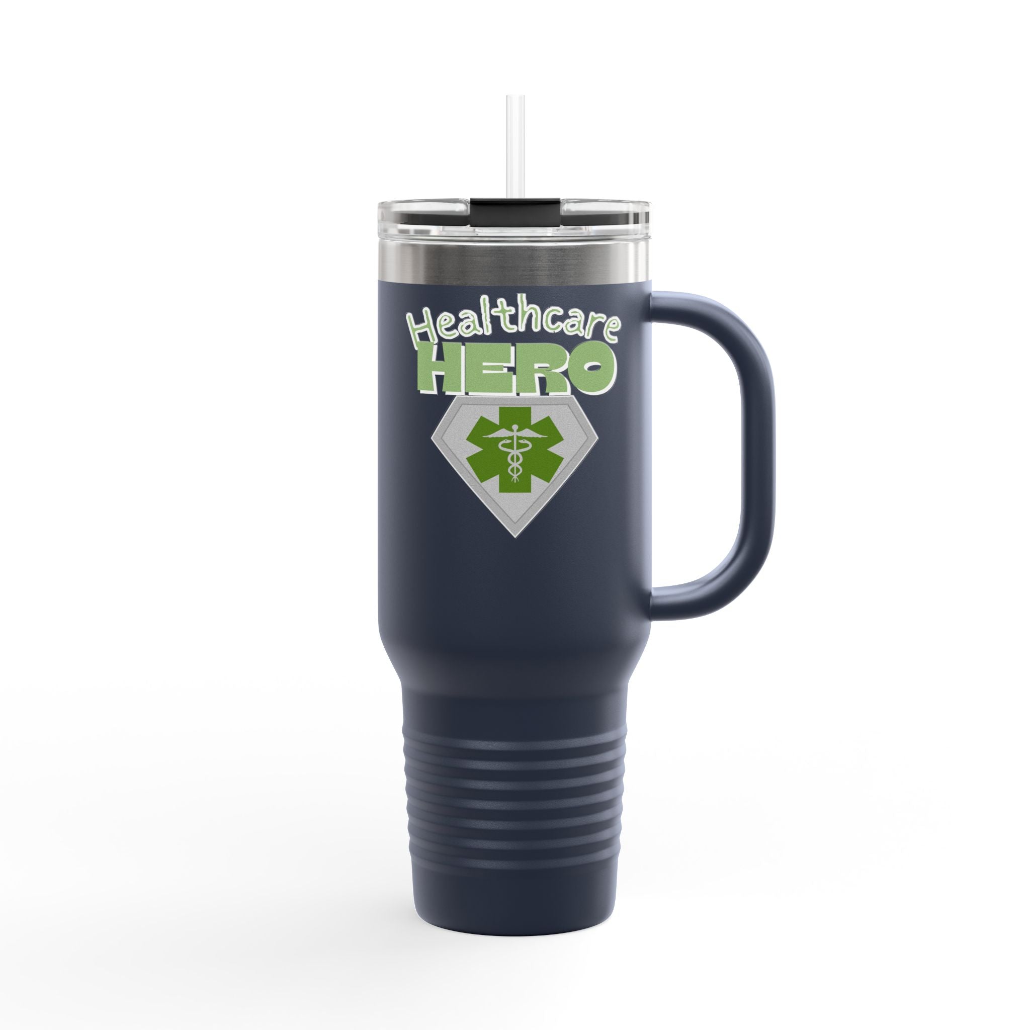 Healthcare Hero 40oz Insulated Travel Mug(Matt Green|White)|Travel Mug For Medical Workers | EMS Travel Mug | Healthcare Mug |