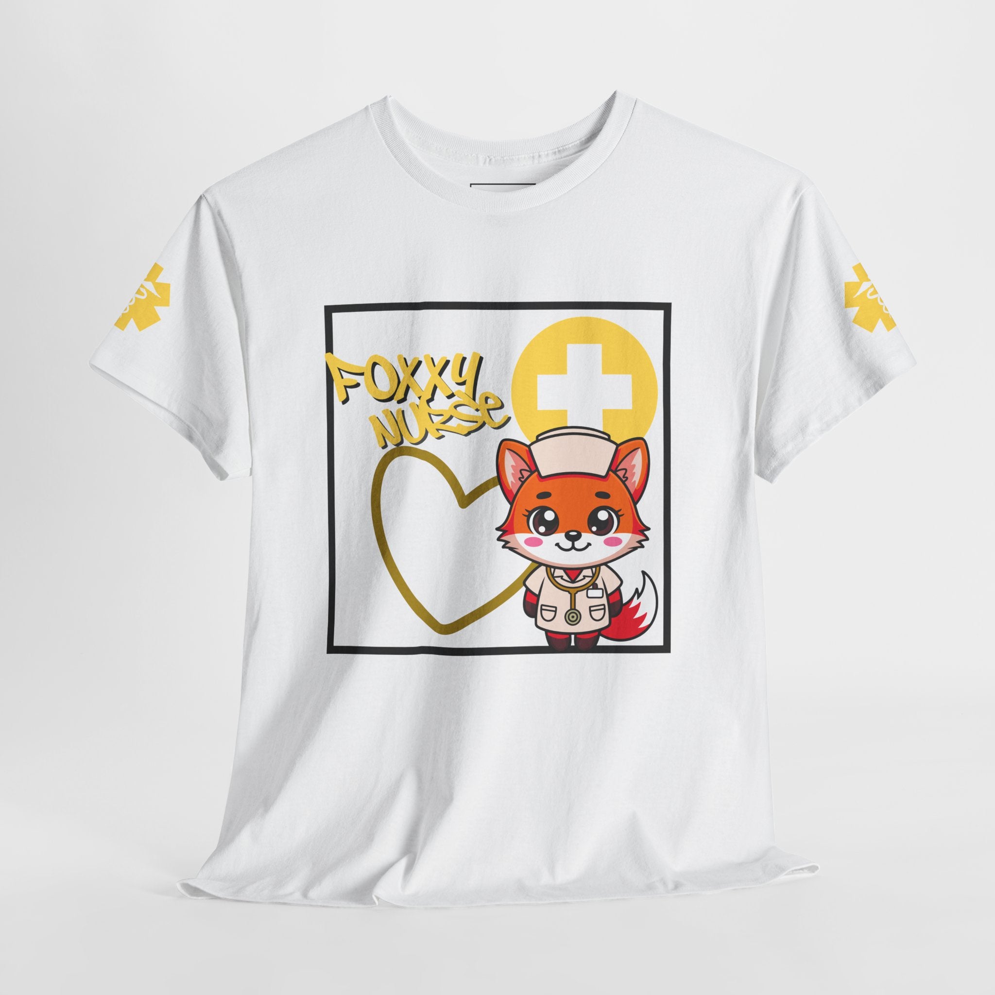 Foxxy Nurse Medical T‑Shirt(Yellow)|Cute Medical for Nurses & Healthcare Staff| Cute Nursing Tee |