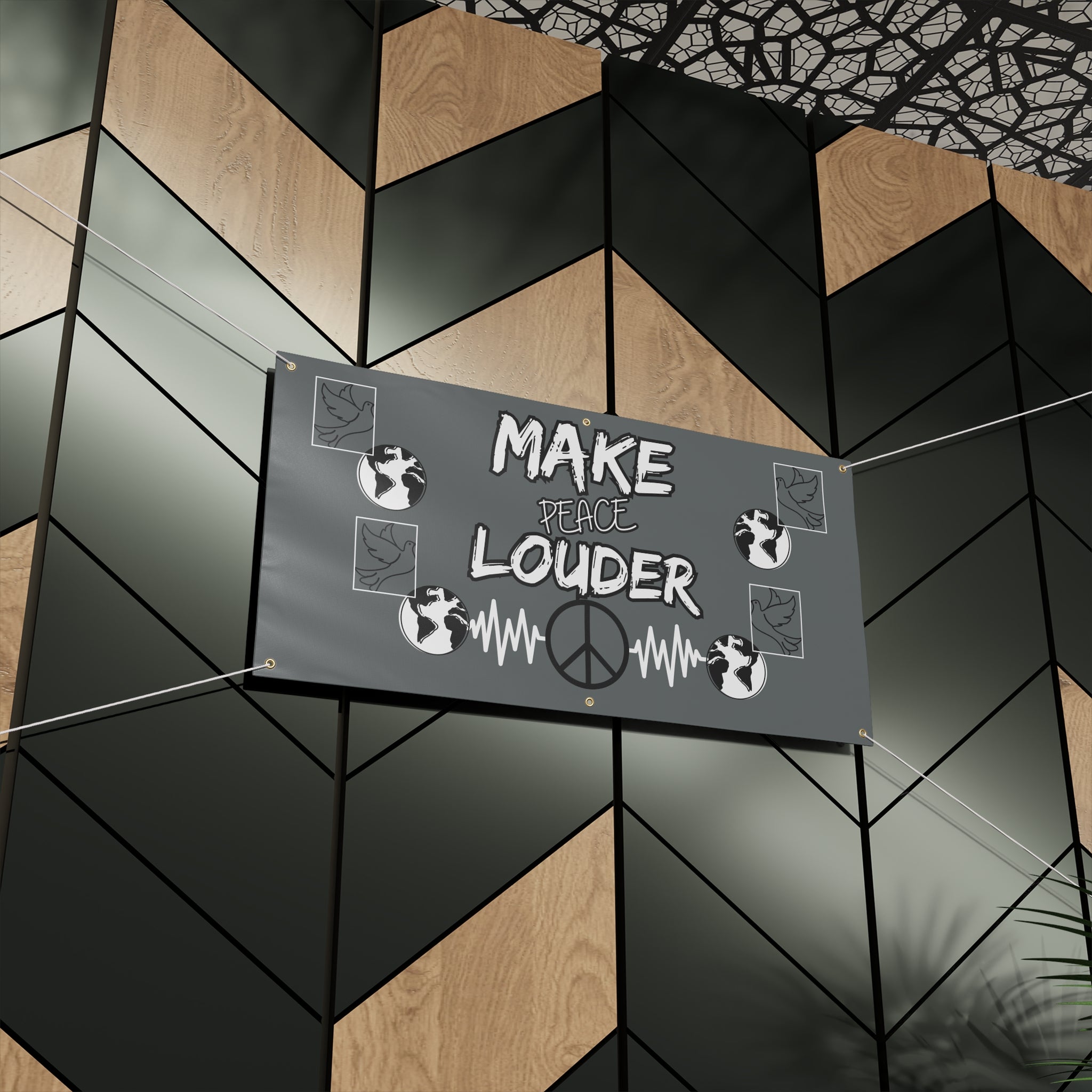 Make Peace Louder Matte Banner(White|Black) | Outdoor Protest & Peace Rally Sign | Peaceful Activism Sign | Social Justice Sign |