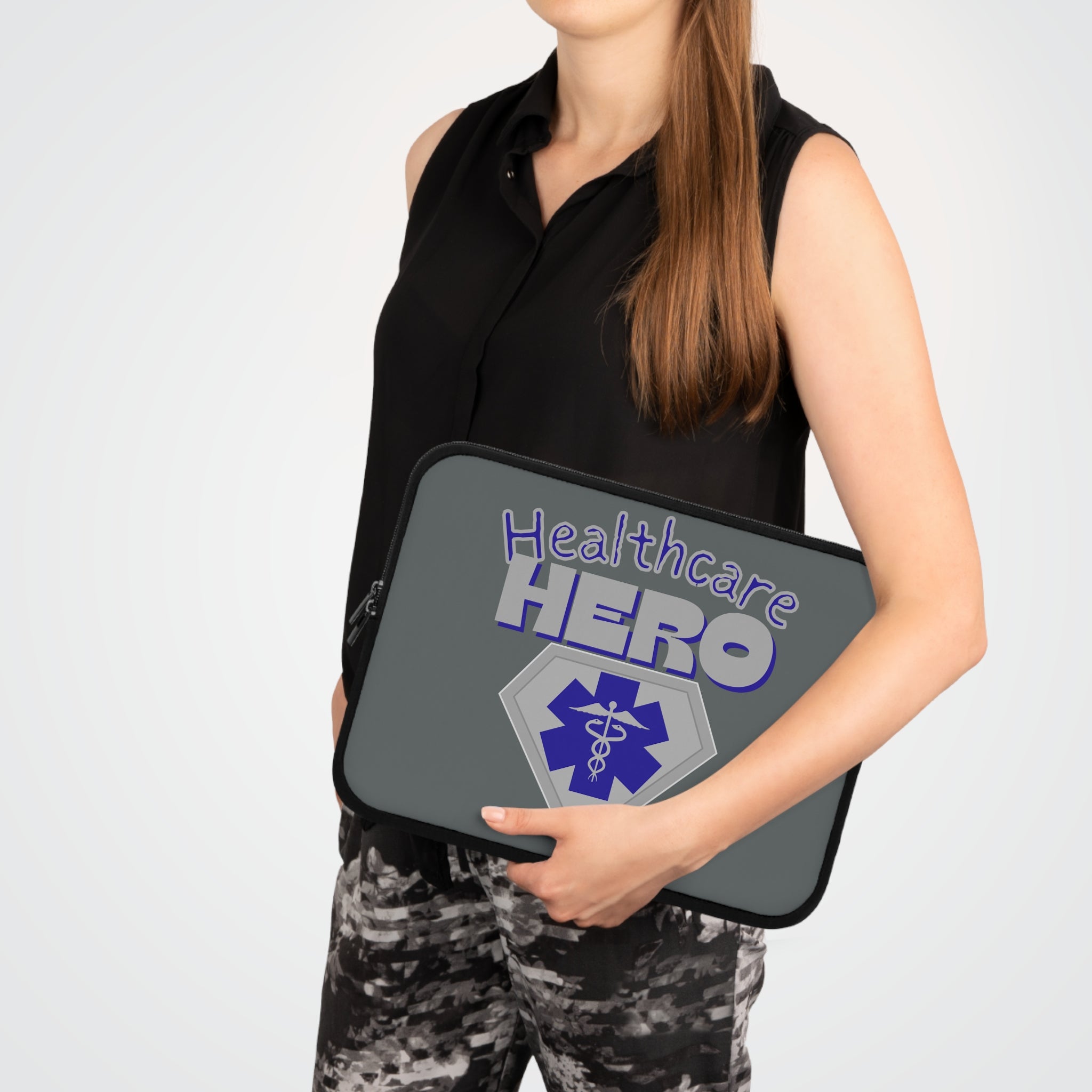 Healthcare Hero Laptop Sleeve(Blue|Grey)|Laptop/Tablet Case for Nurses & Doctors| Tablet Sleeve For Medical Workers |