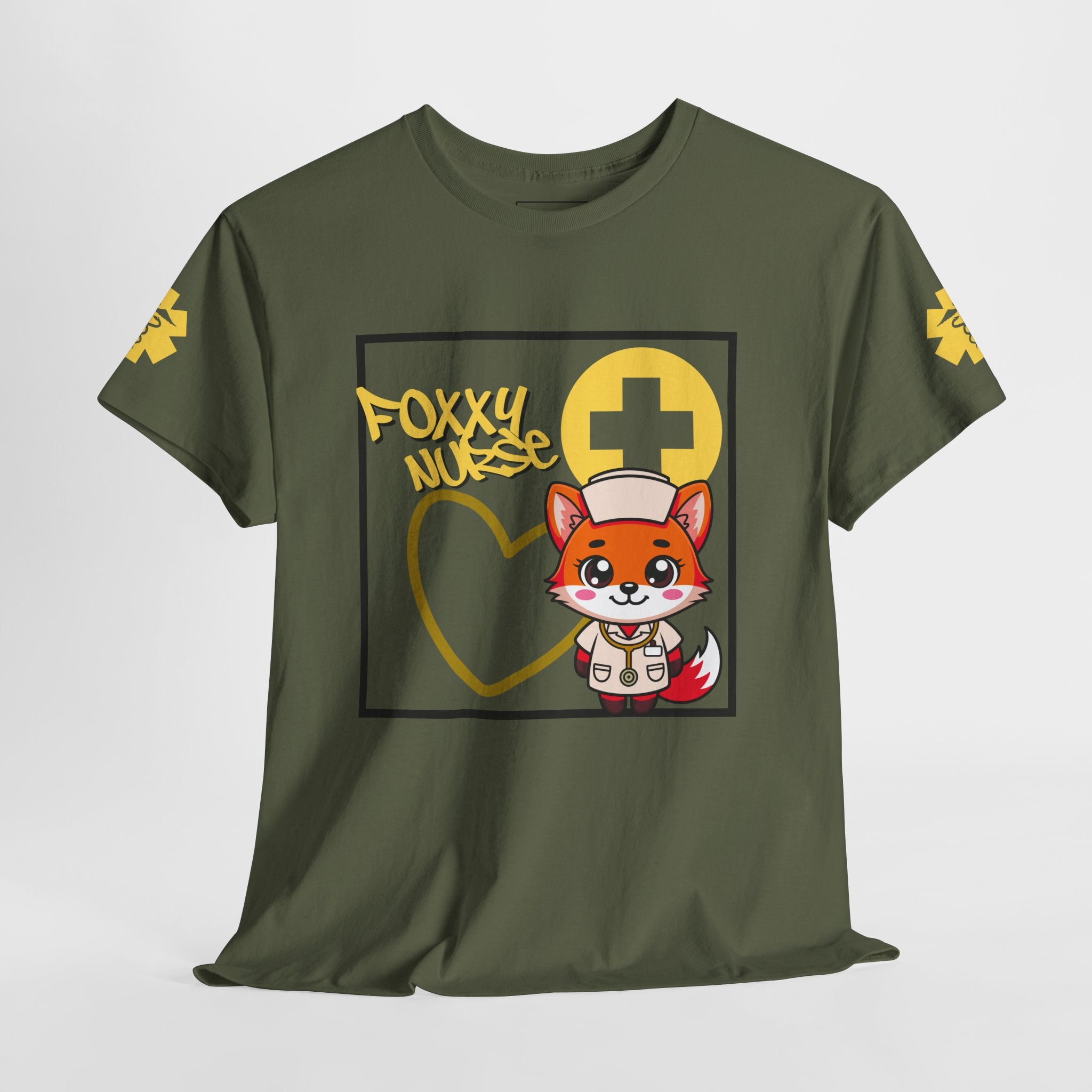 Foxxy Nurse Medical T‑Shirt(Yellow)|Cute Medical for Nurses & Healthcare Staff| Cute Nursing Tee |