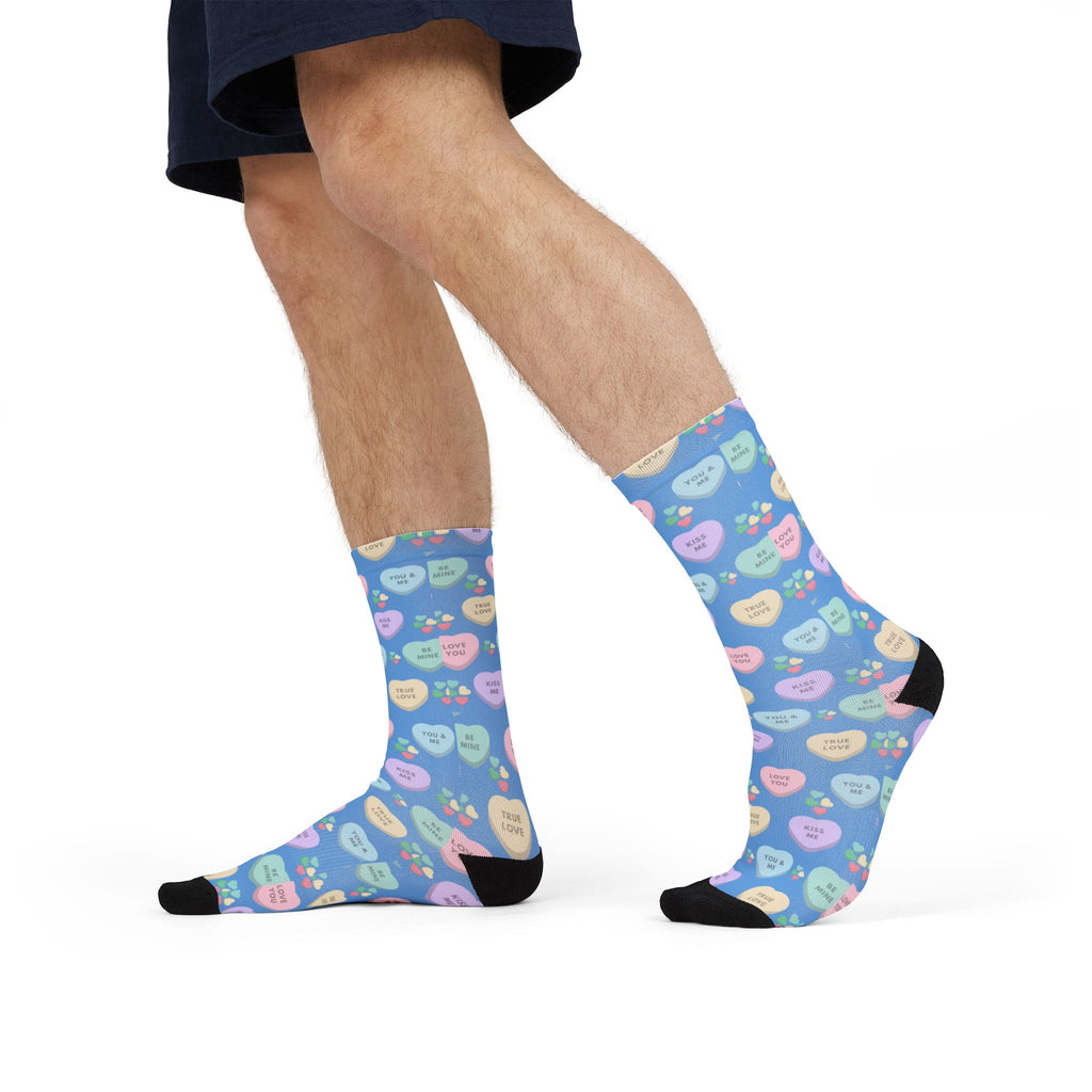 Candy Kisses Valentines Day Crew Socks | Heart Socks | Candy Socks |