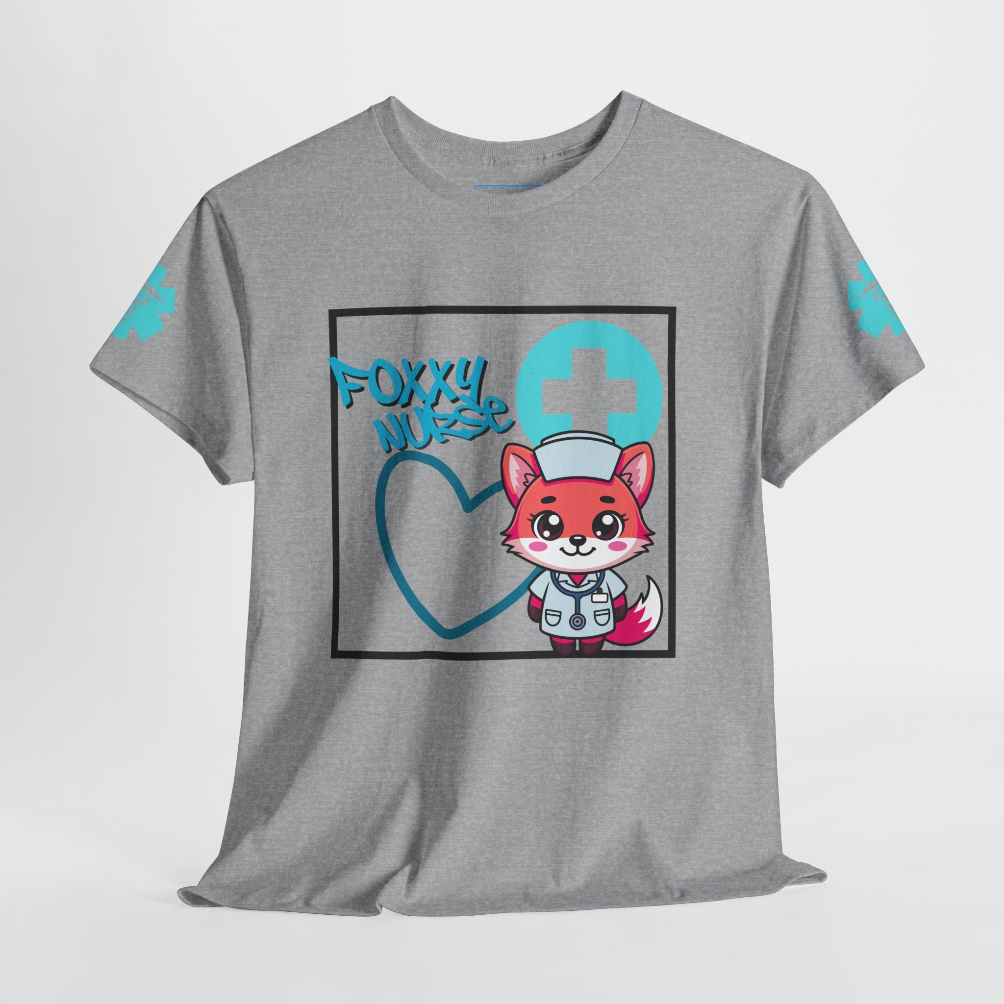 Foxxy Nurse Medical T‑Shirt(Light Blue)|Cute Medical for Nurses & Healthcare Staff| Cute Nursing Tee |