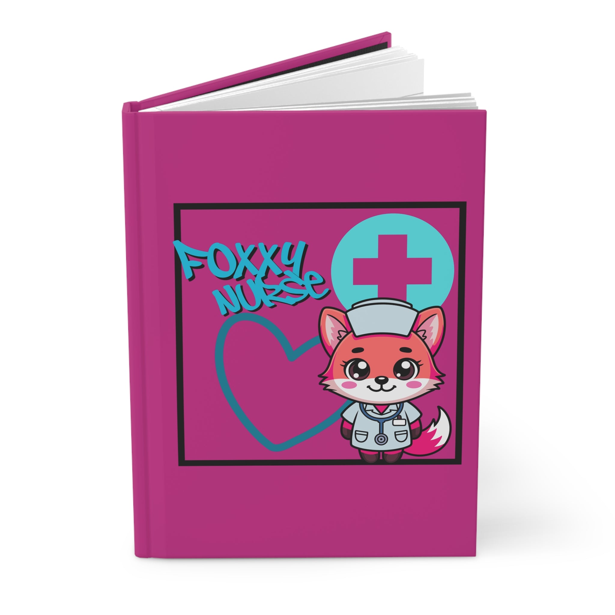 Foxxy Nurse Hardcover Journal(Light Blue|Pink)| Cute Pink Nurse Notebook | Cute Medical Journal |