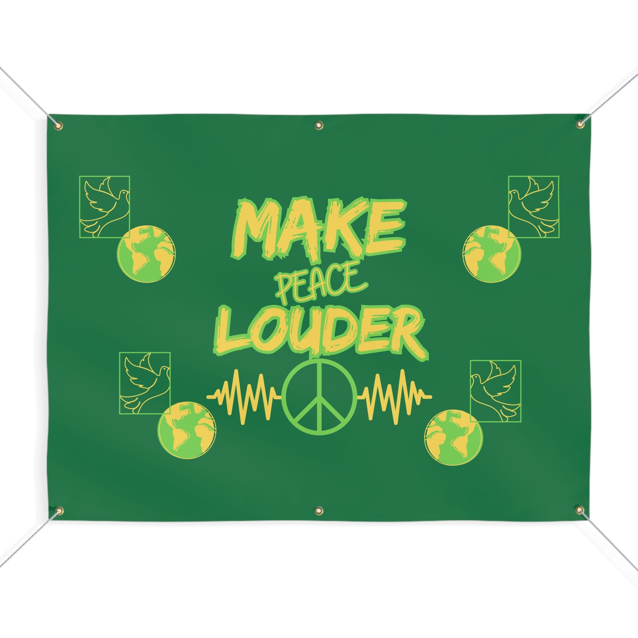 Make Peace Louder Banner(Yellow|Green) | Peace Sign Earth Banner | Peaceful Activist Banner | Social Justice Banner |