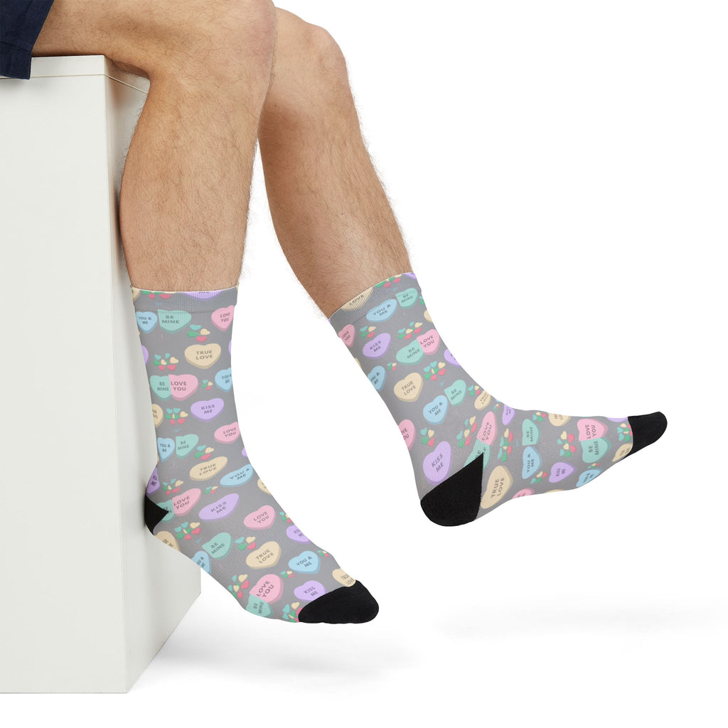 Candy Kisses Valentines Day Crew Socks | Heart Socks | Candy Socks |