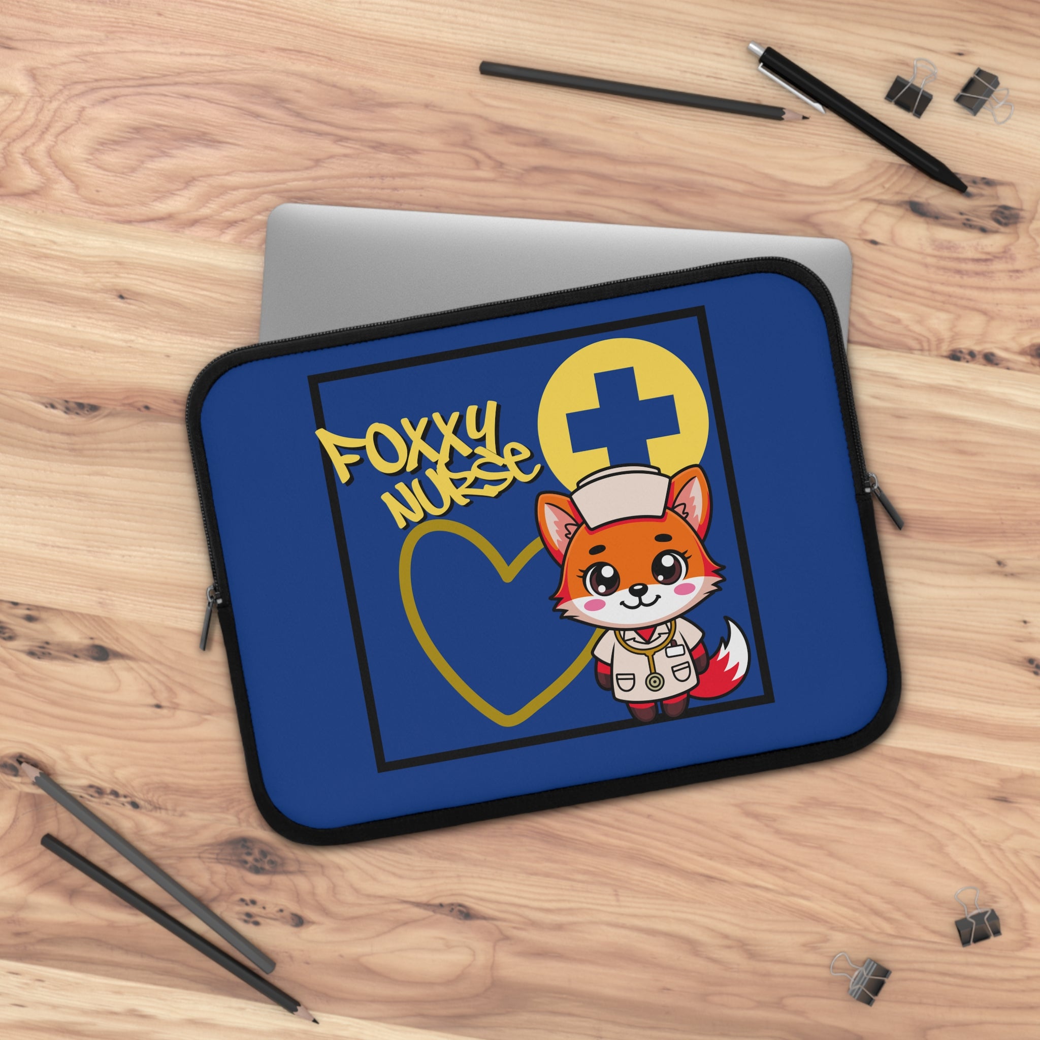 Foxxy Nurse Laptop Sleeve(Yellow|Blue|)|Laptop/Tablet Case for Nurses & Doctors| Tablet Sleeve For Medical Workers |Medical Symbol Protective Case for Nurses & EMTs