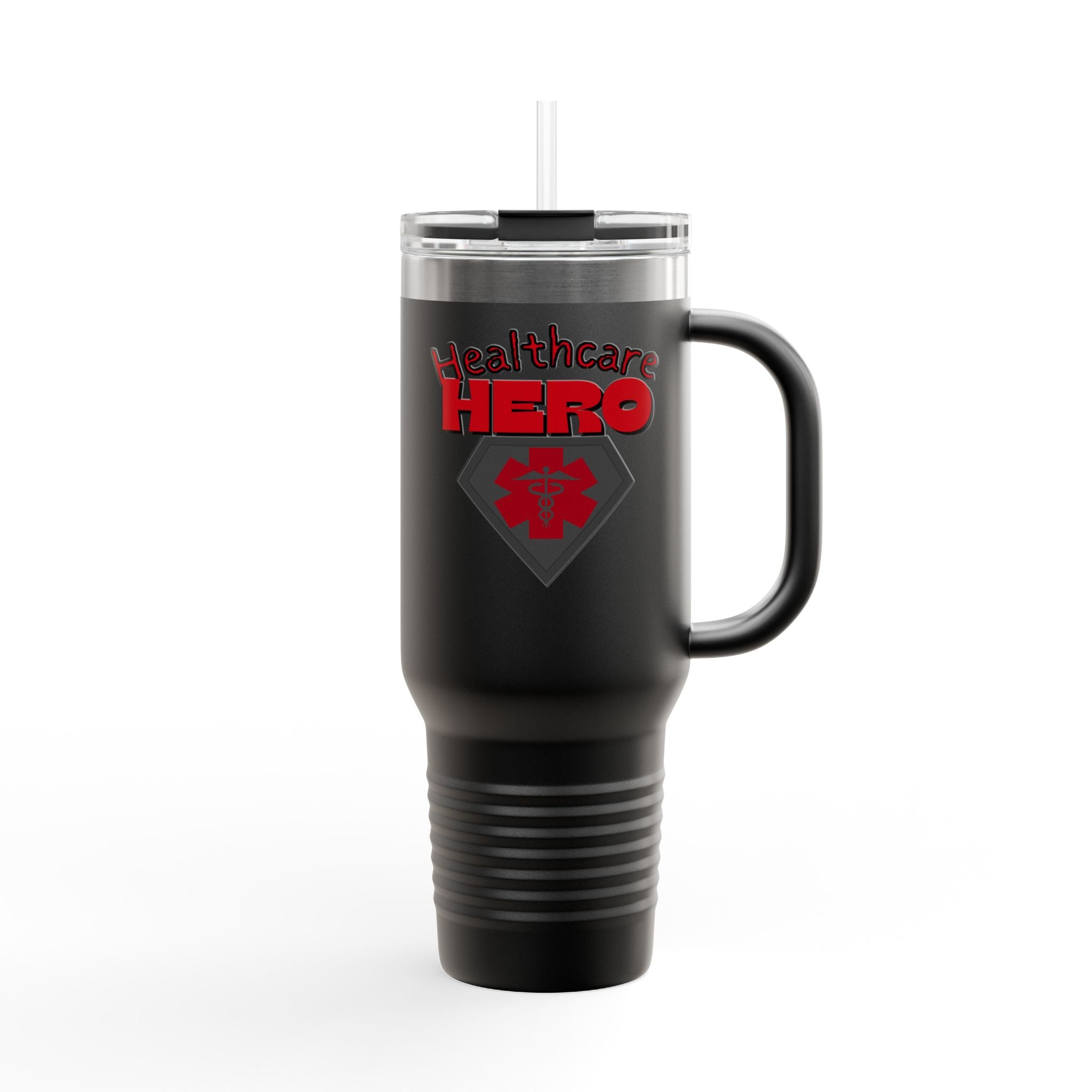 Healthcare Hero 40oz Insulated Travel Mug(Red|Black)| Travel Mug For Medical Workers | EMS Travel Mug | Healthcare Mug |