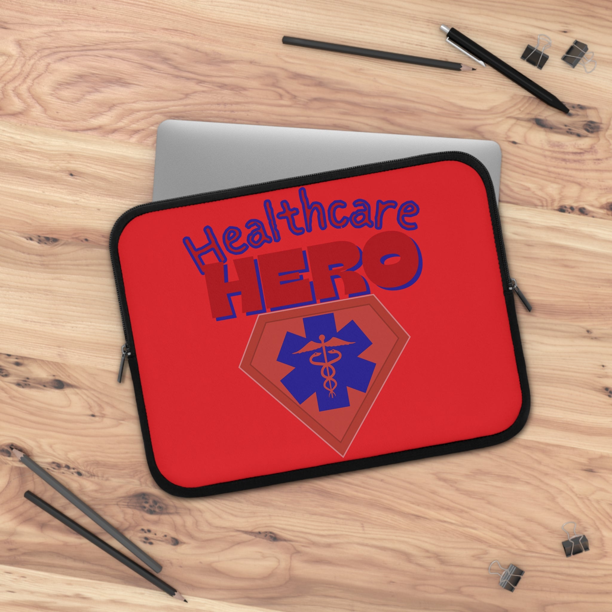 Healthcare Hero Laptop Sleeve(Red|Blue|Red|)|Laptop/Tablet Case for Nurses & Doctors| Tablet Sleeve For Medical Workers |Medical Symbol Protective Case for Nurses & EMTs