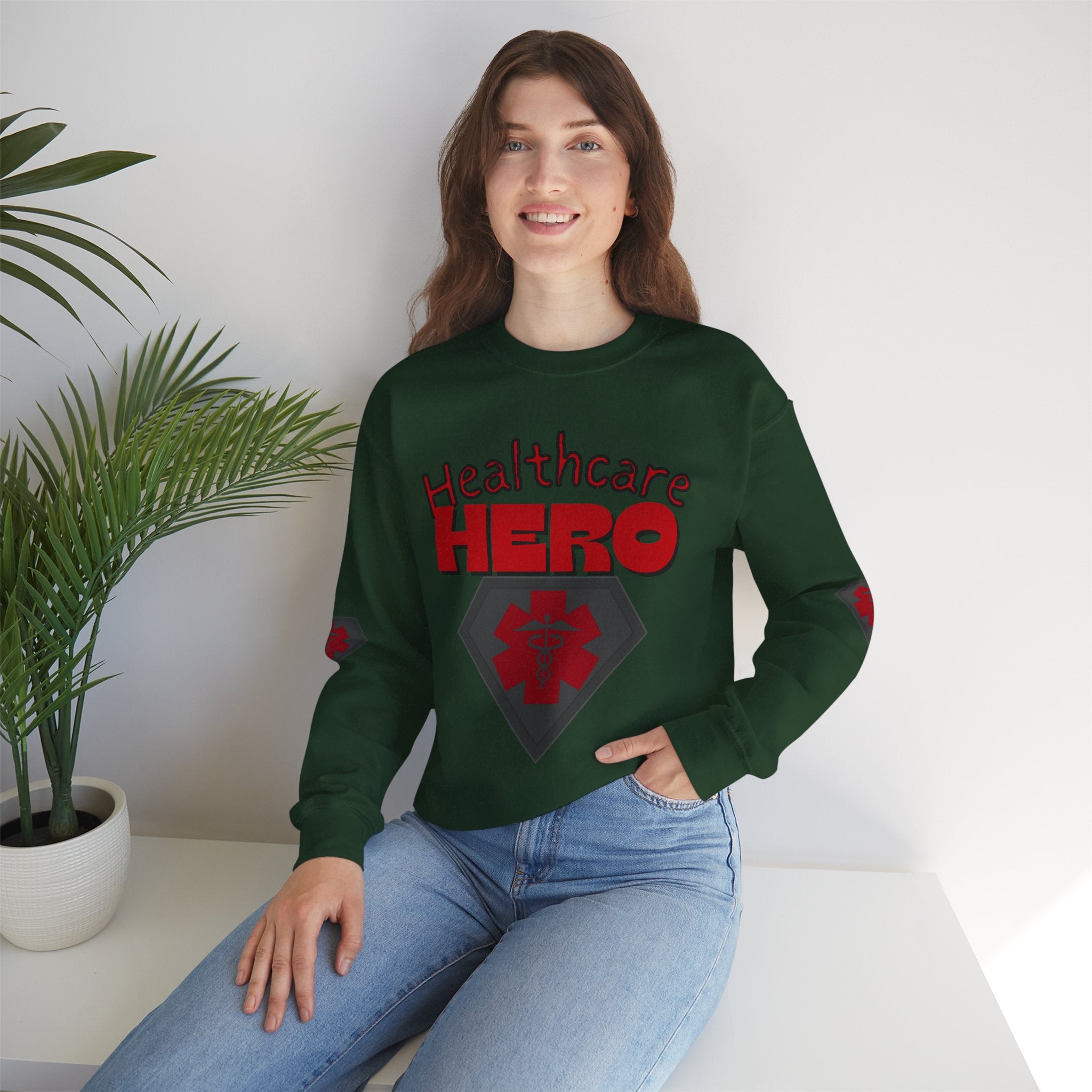 Healthcare Hero Sweatshirt(Red|Black) |  Medical Staff Appreciation Crewneck | Frontline Sweatshirt | EMS Sweater |