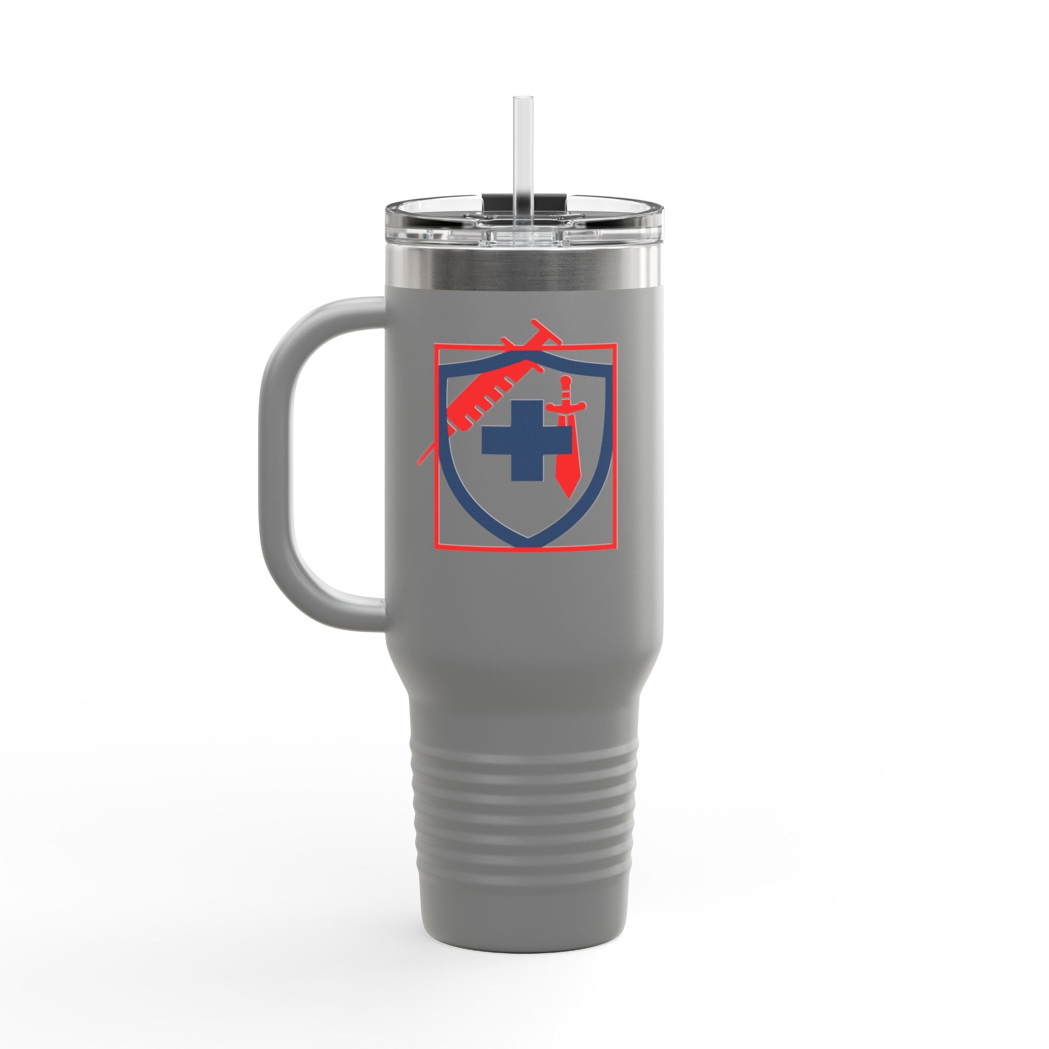 COVID Warrior 40oz Insulated Travel Mug(RedBlue)|Tumbler for Medical Professional| EMS Travel Mug |