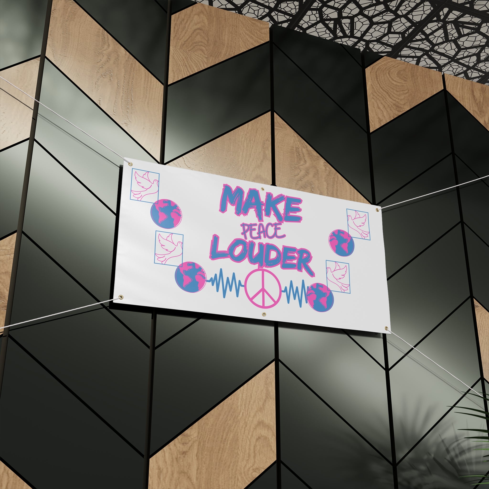 Make Peace Louder Banner(Blue|Pink) |  Peace Sign Vinyl Banner | Activist Banner | Protest Banner |