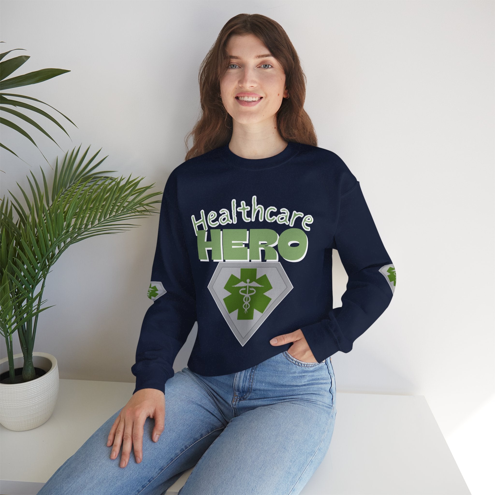 Healthcare Hero Sweatshirt(Matt Green|White) |  Medical Staff Appreciation Crewneck | Frontline Sweatshirt | EMS Sweater |