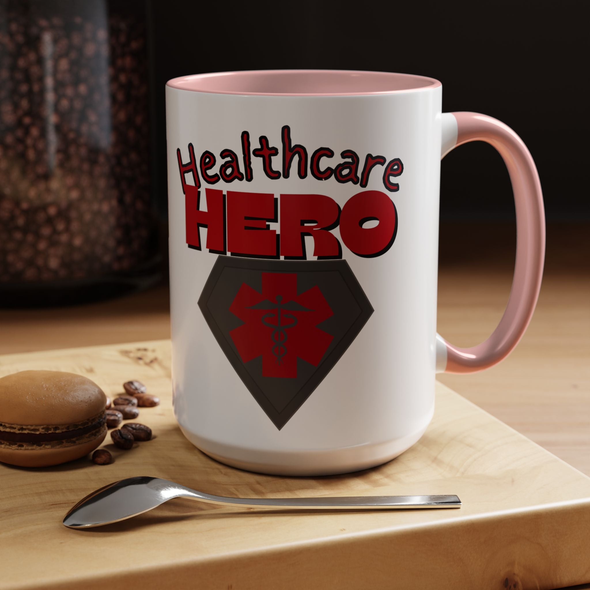Healthcare Hero Accent Coffee Mug(Red|Black)| Work Mug For Medical Professionals| Work Mug For Healthcare Staff|