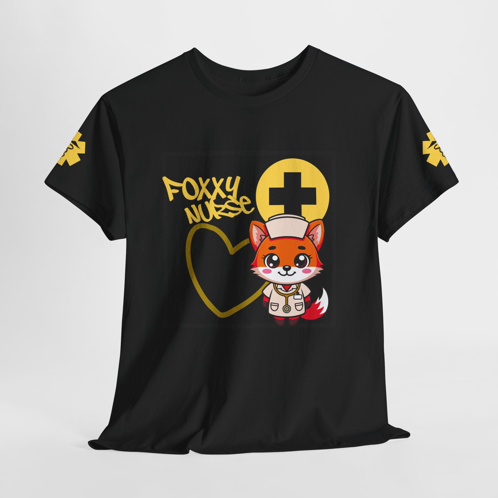 Foxxy Nurse Medical T‑Shirt(Yellow)|Cute Medical for Nurses & Healthcare Staff| Cute Nursing Tee |