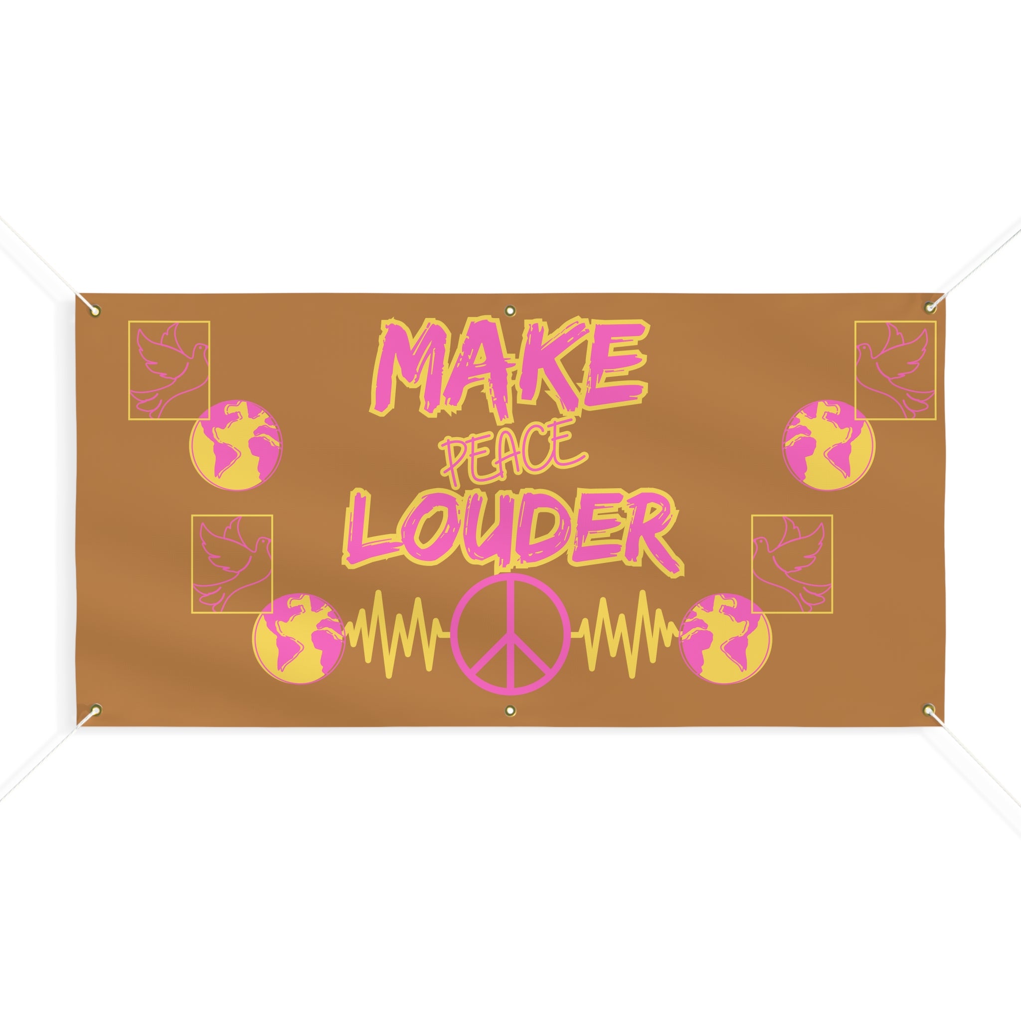 Make Peace Louder Banner(Pink|Yellow) | Outdoor Matte Protest & Peace Rally Sign | Social Justice Banner | Peaceful Activist Banner |