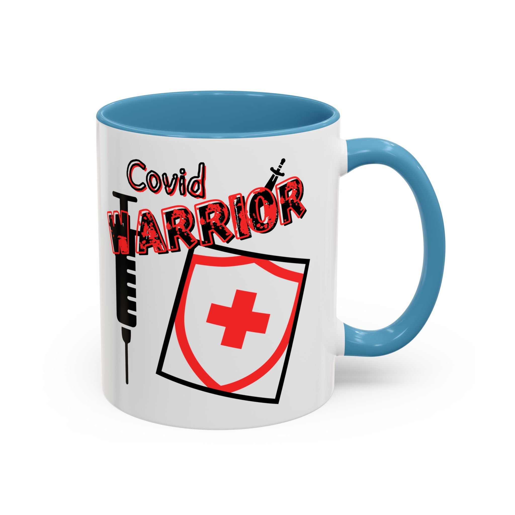 COVID Warrior Coffee Mug(Red|Black) | Vaccine Shield Accent Mug 11/15oz| Medical Staff Work Mug |