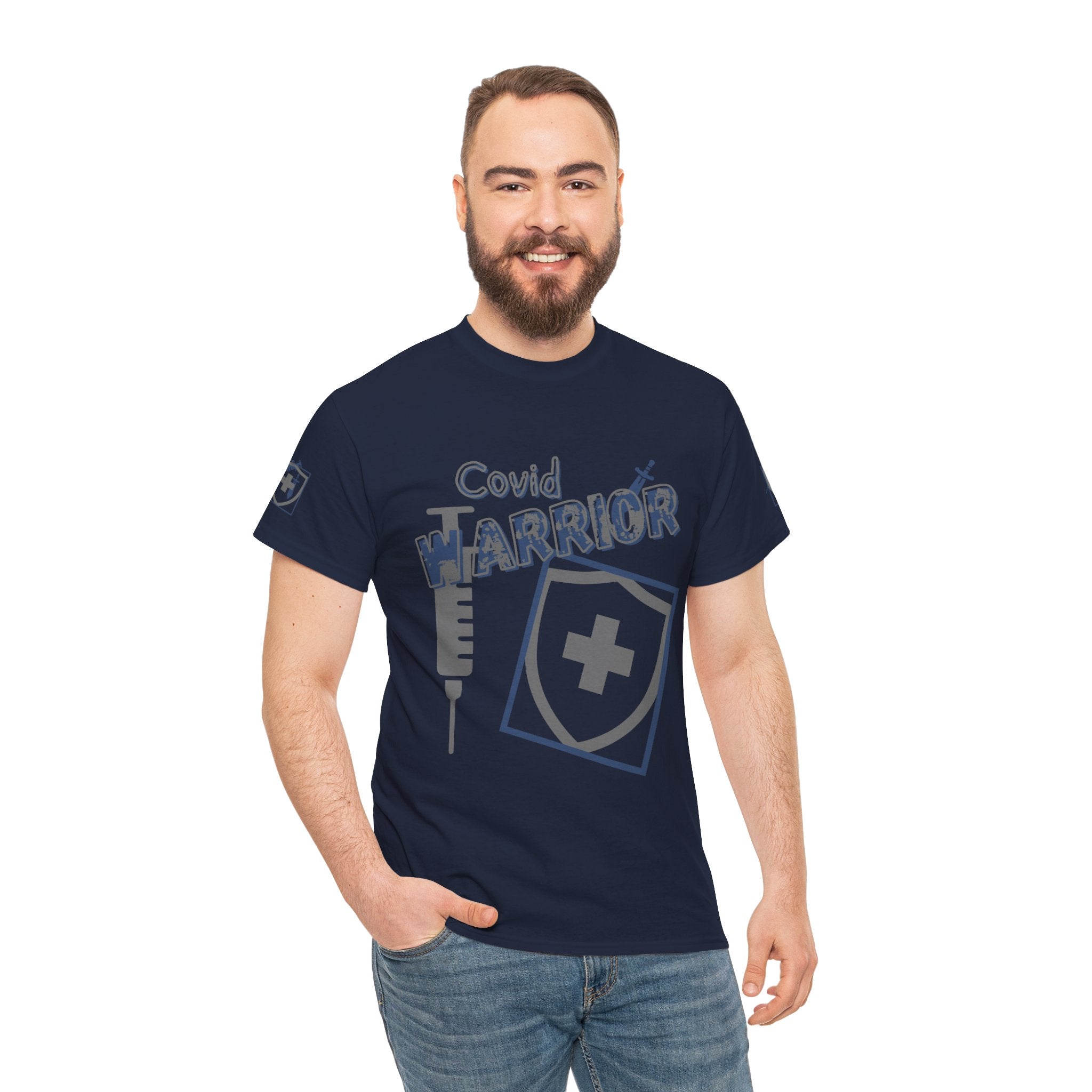 COVID Warrior Nurse & EMS T-Shirt(Blue|Grey) | Medical Staff Tribute Tee | EMS Casual Tee |