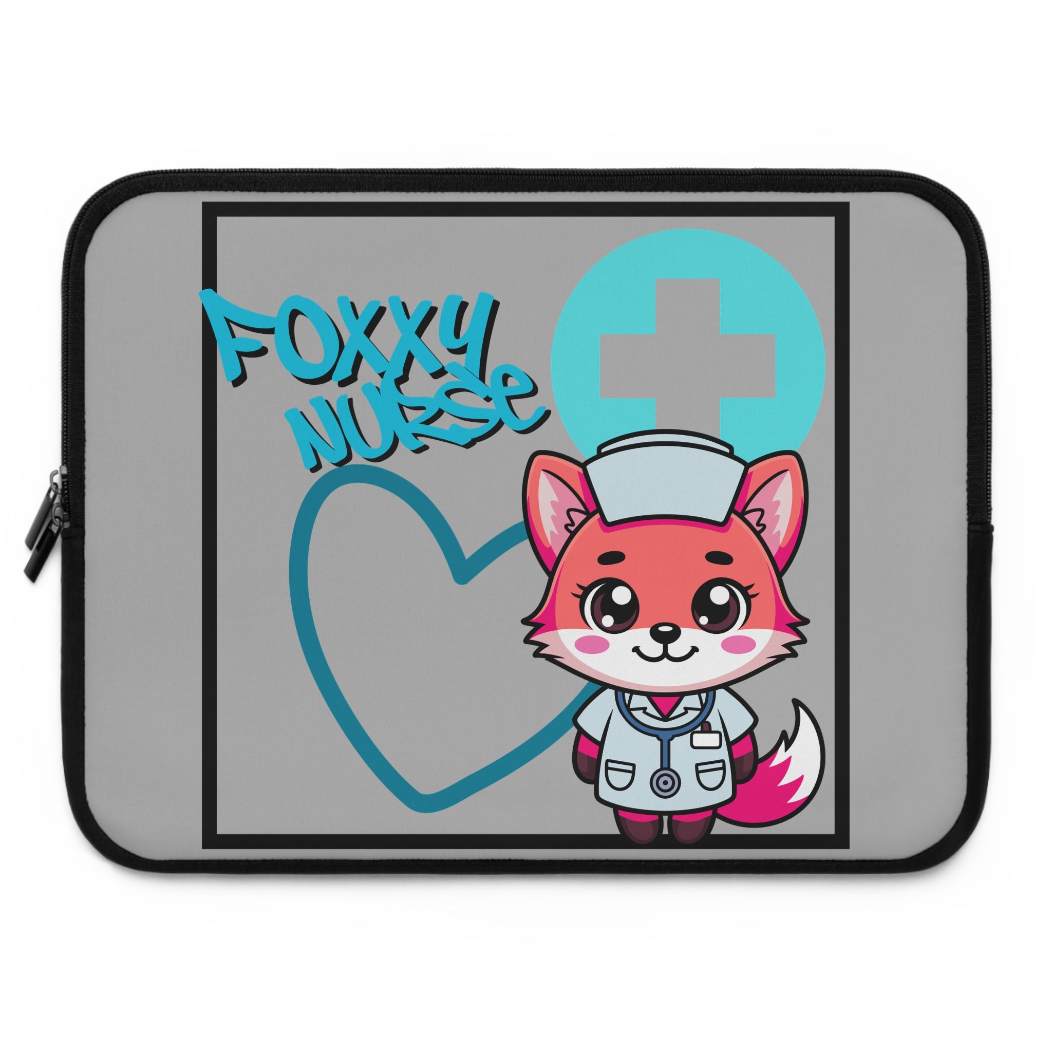 Foxxy Nurse Laptop Sleeve(Light Blue|Grey|)|Laptop/Tablet Case for Nurses & Doctors| Tablet Sleeve For Medical Workers |Medical Symbol Protective Case for Nurses & EMTs