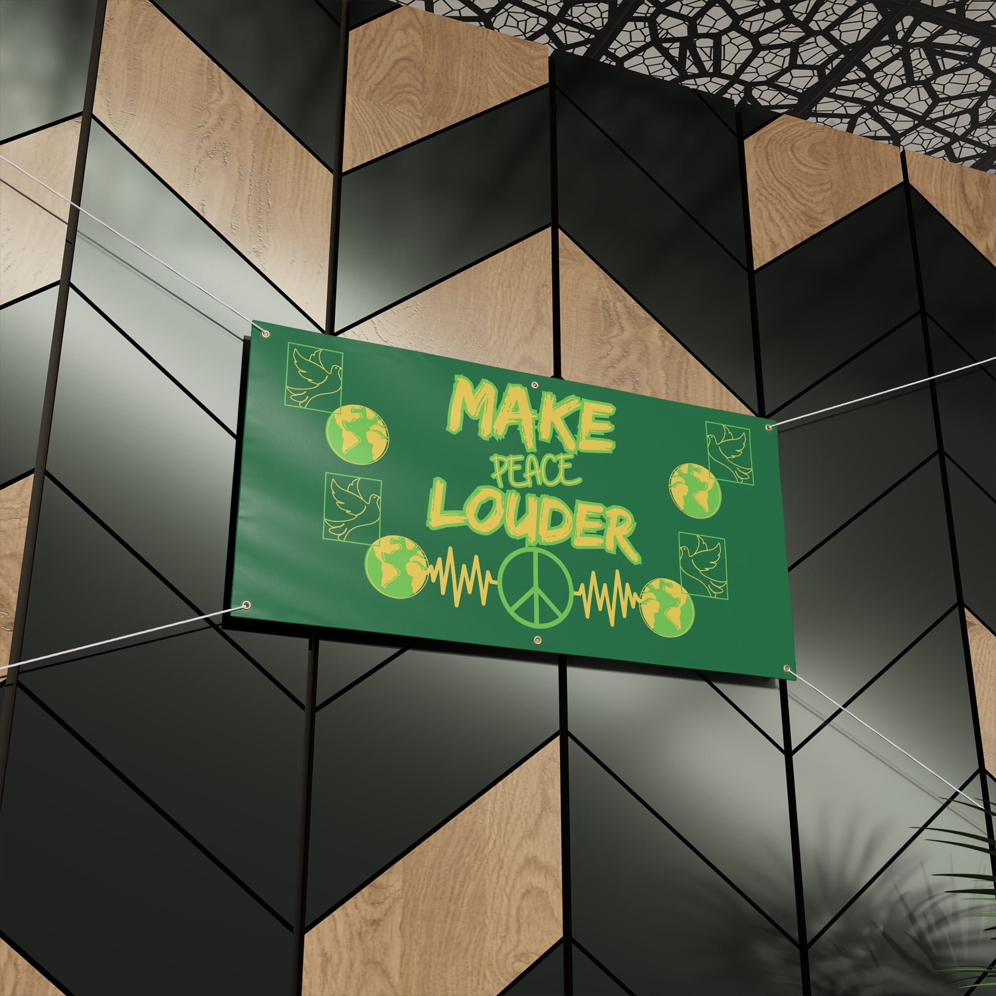 Make Peace Louder Banner(Yellow|Green) | Peace Sign Earth Banner | Peaceful Activist Banner | Social Justice Banner |