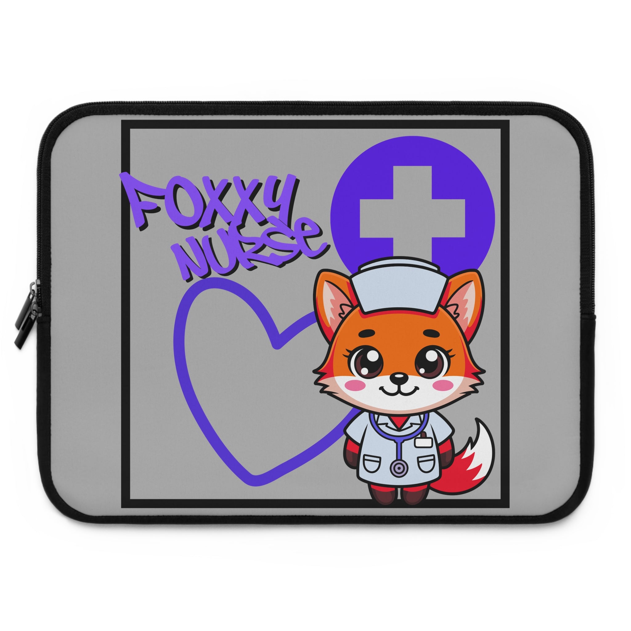Foxxy Nurse Laptop Sleeve(Purple|Grey|)|Laptop/Tablet Case for Nurses & Doctors| Tablet Sleeve For Medical Workers |Medical Symbol Protective Case for Nurses & EMTs