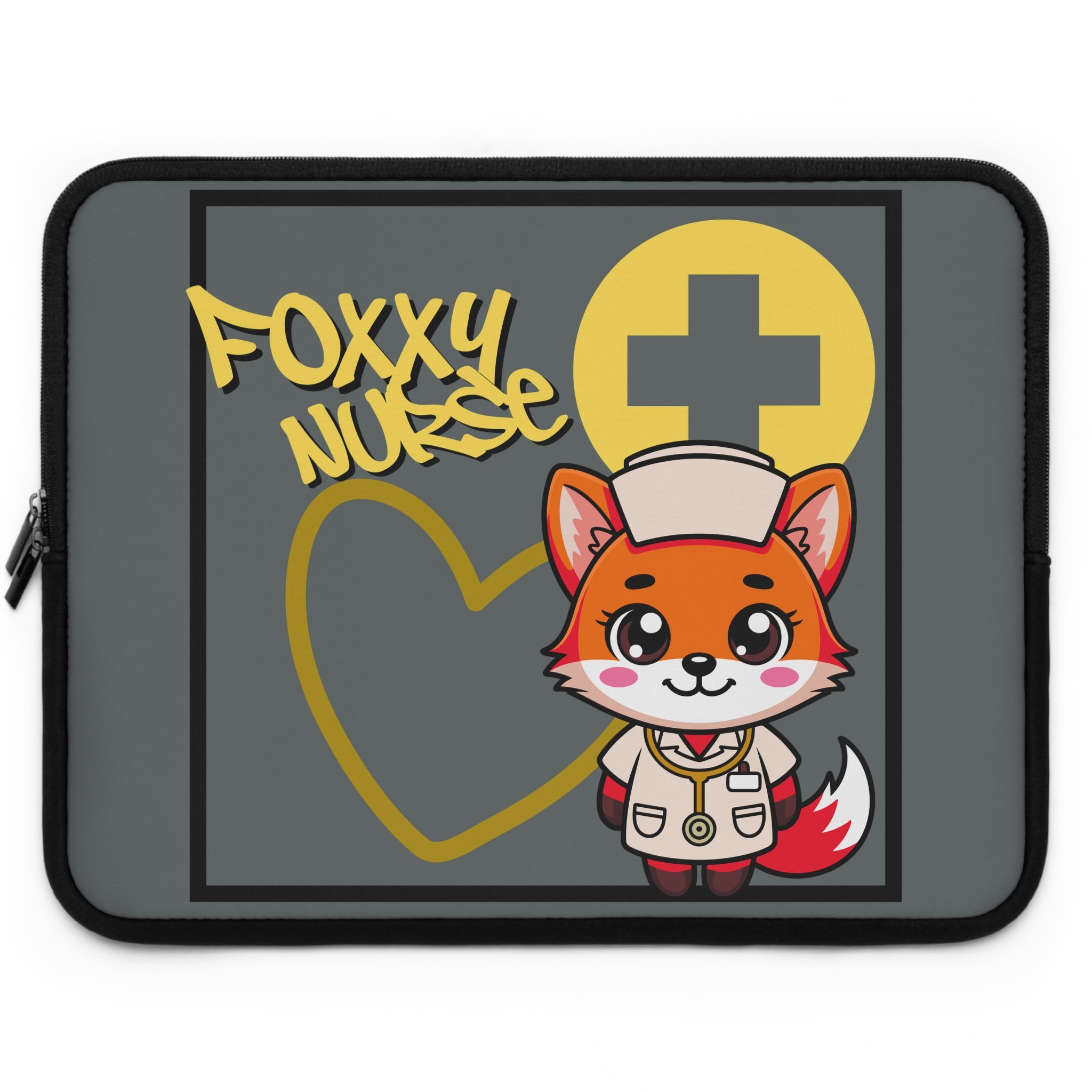 Foxxy Nurse Laptop Sleeve(Yellow|Grey|)|Laptop/Tablet Case for Nurses & Doctors| Tablet Sleeve For Medical Workers |Medical Symbol Protective Case for Nurses & EMTs
