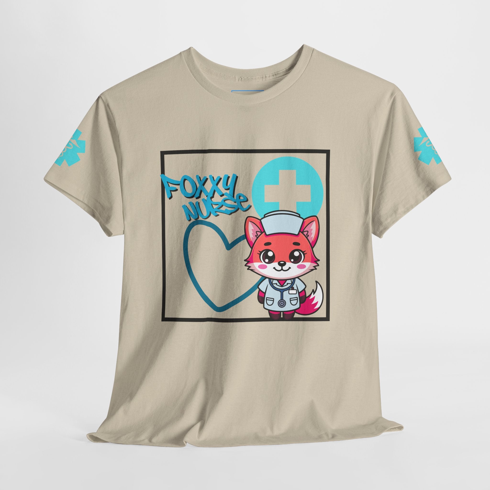Foxxy Nurse Medical T‑Shirt(Light Blue)|Cute Medical for Nurses & Healthcare Staff| Cute Nursing Tee |