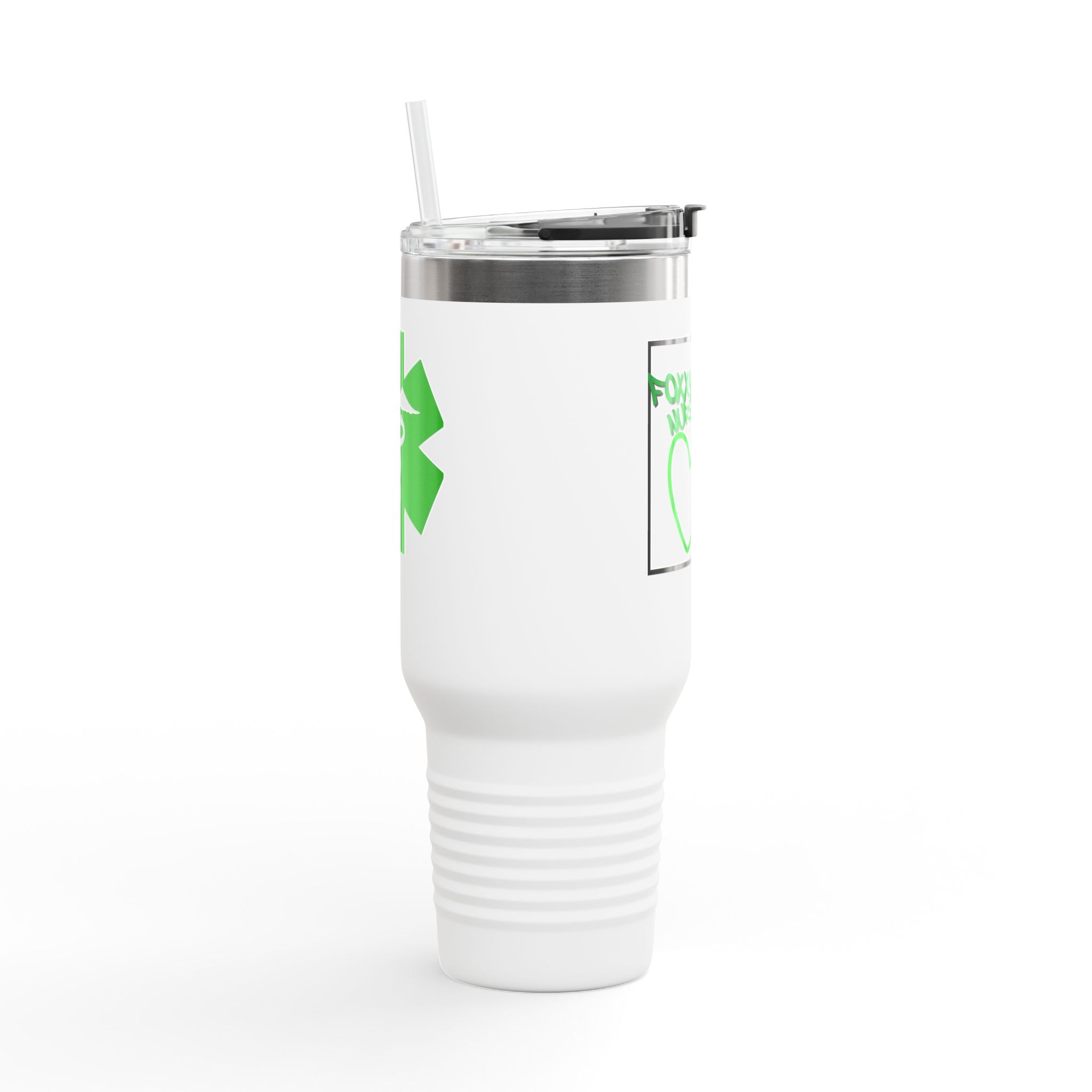 Foxxy Nurse 40oz Insulated Travel Mug(Green) | Cute Fox Nurse Stainless Tumbler for Nurses | Medical Travel Mug |