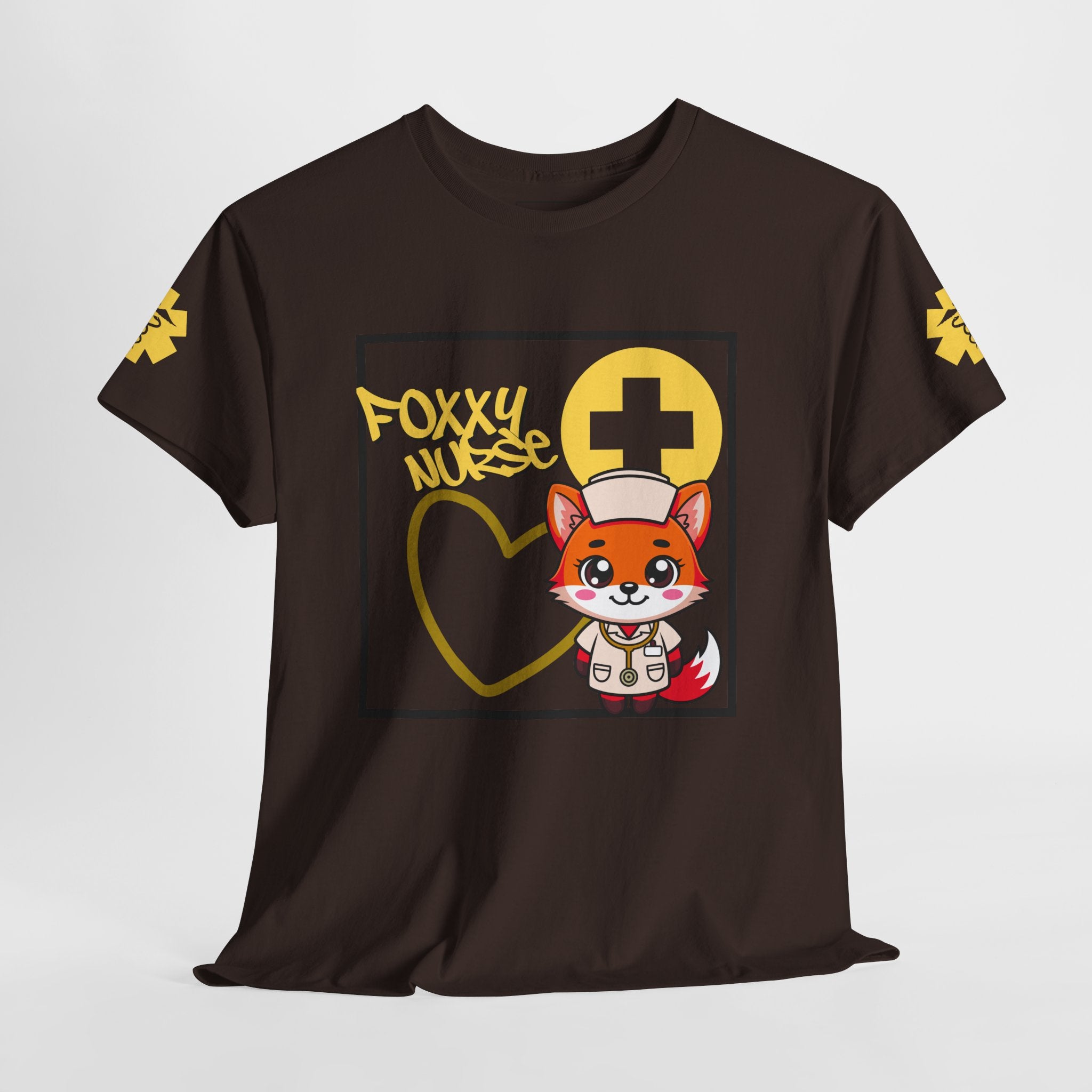 Foxxy Nurse Medical T‑Shirt(Yellow)|Cute Medical for Nurses & Healthcare Staff| Cute Nursing Tee |