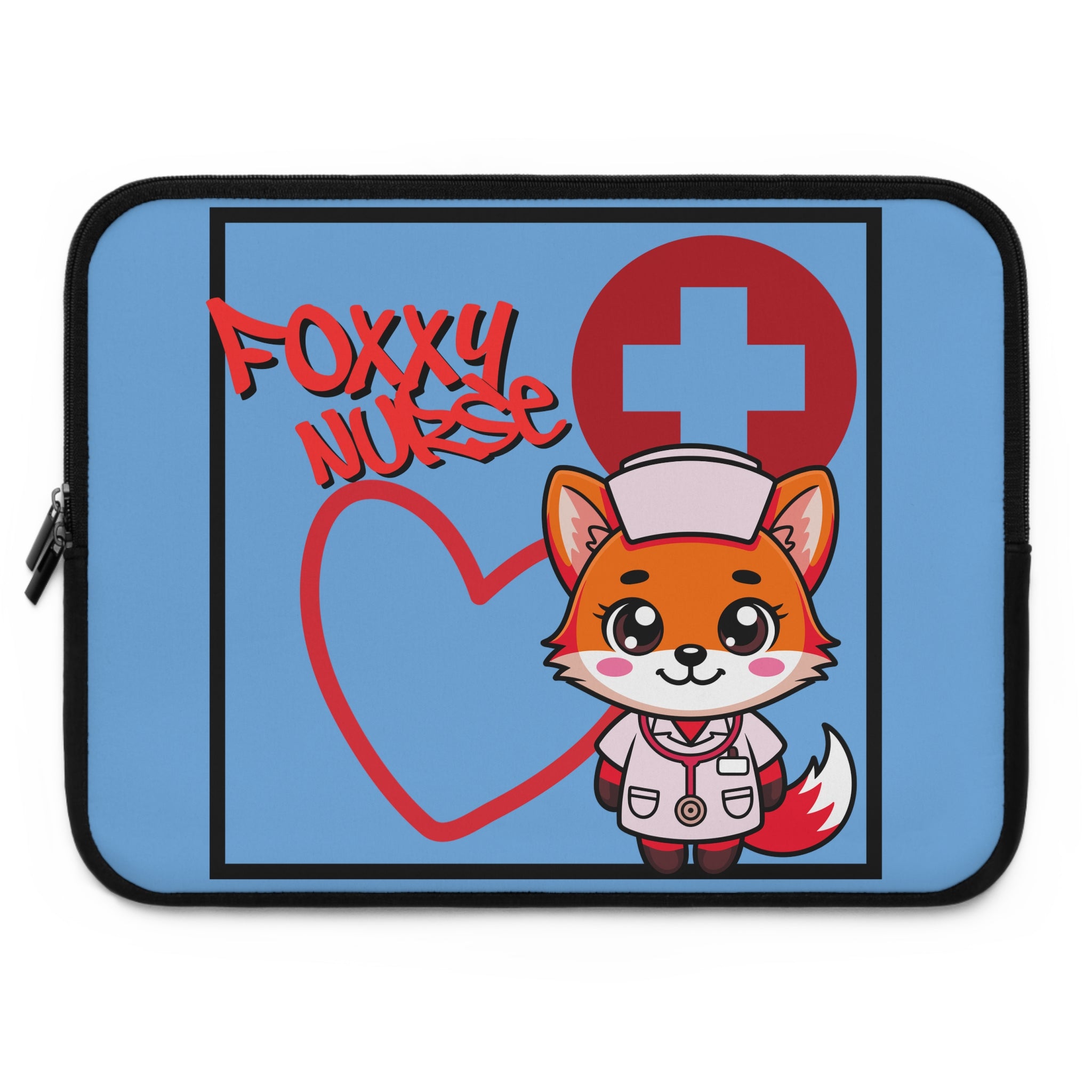 Foxxy Nurse Laptop Sleeve(Red|Light Blue|)|Laptop/Tablet Case for Nurses & Doctors| Tablet Sleeve For Medical Workers |Medical Symbol Protective Case for Nurses & EMTs
