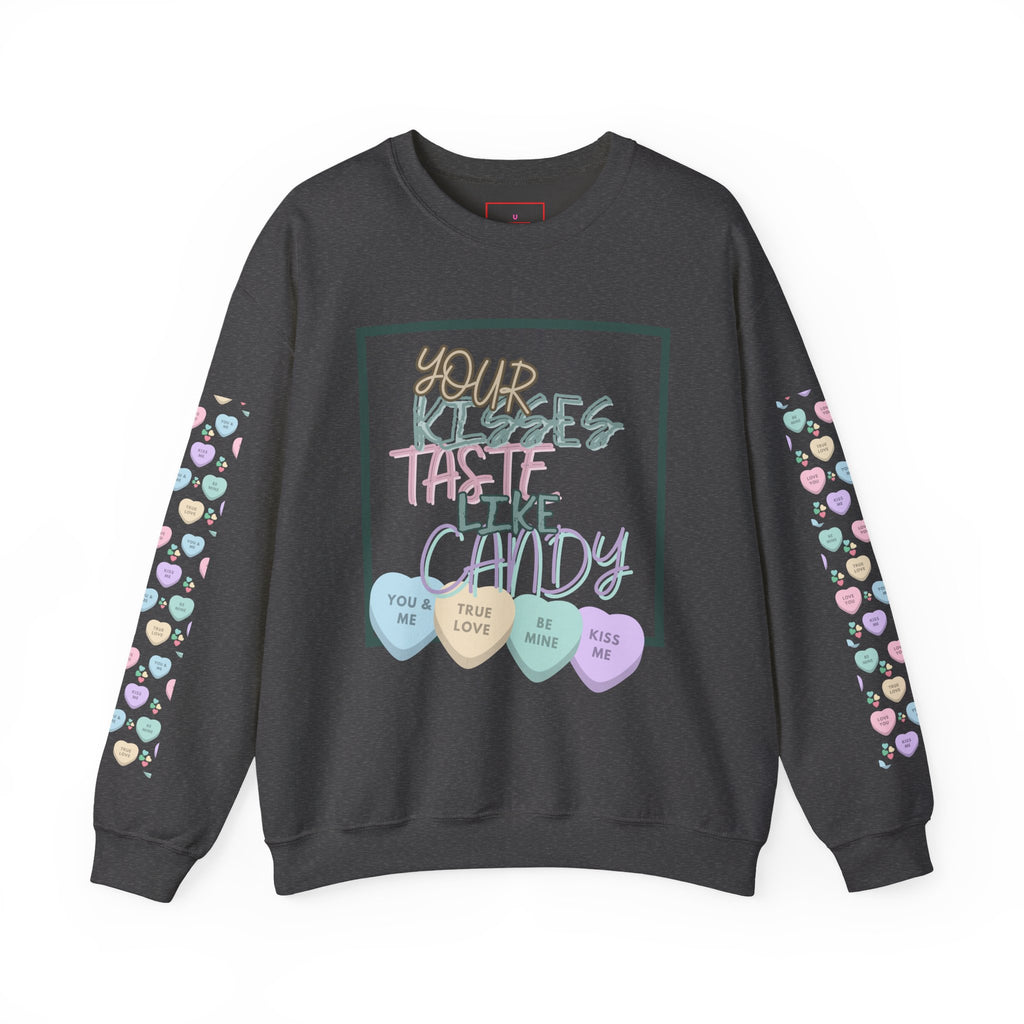 Candy Kisses Valentines Day Crewneck Sweatshirt | Heart Sweater | Candy Sweater |