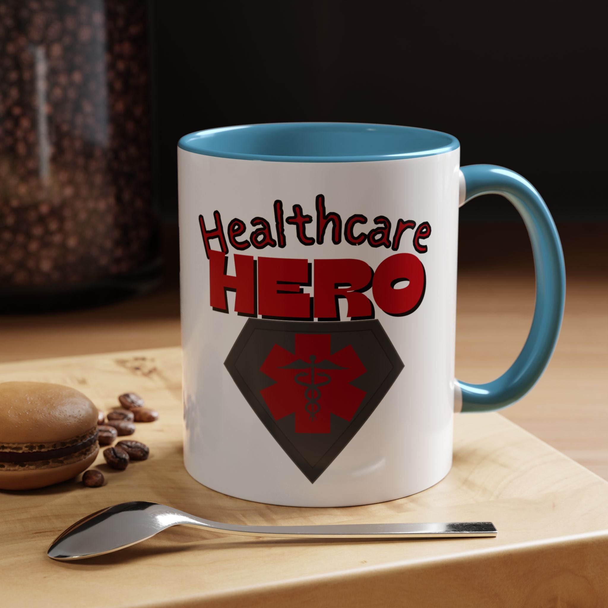 Healthcare Hero Accent Coffee Mug(Red|Black)| Work Mug For Medical Professionals| Work Mug For Healthcare Staff|