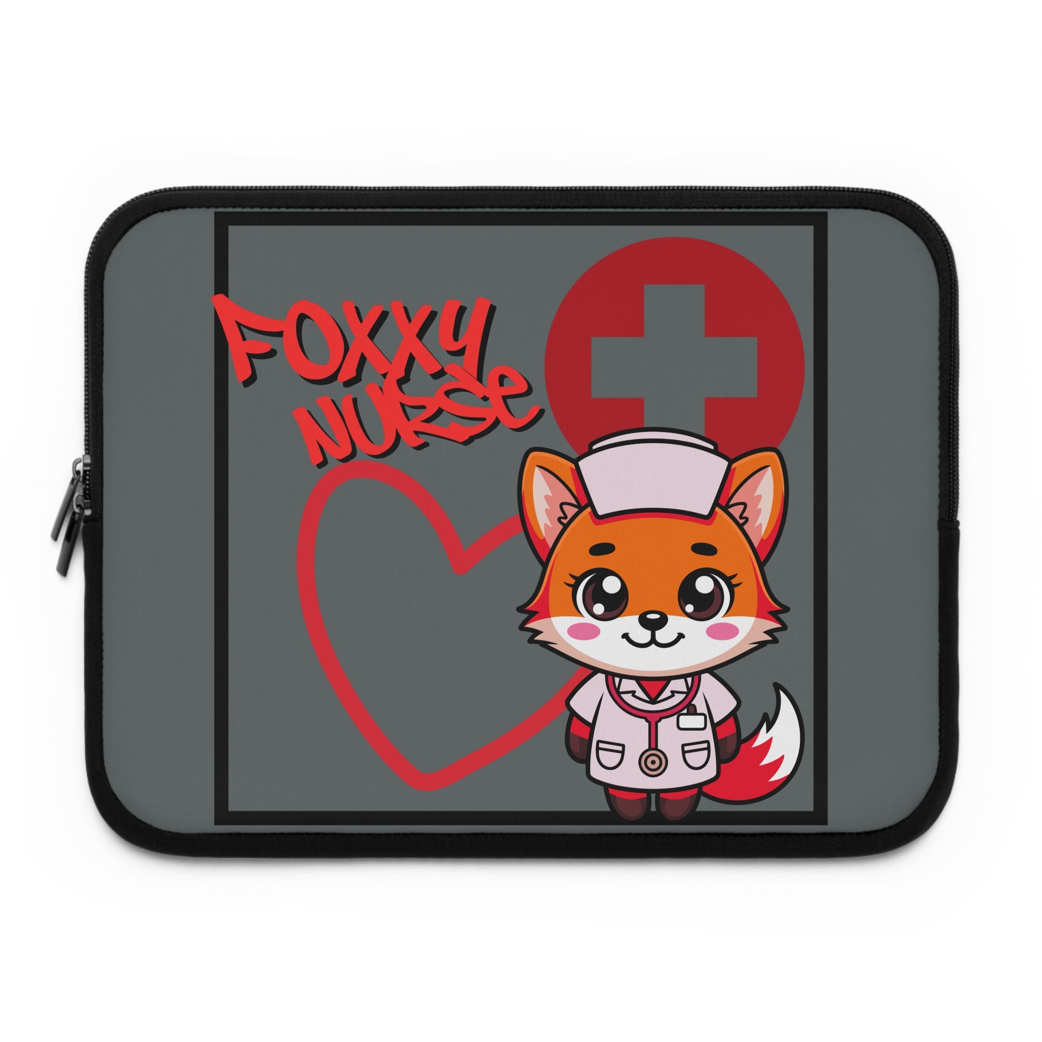 Foxxy Nurse Laptop Sleeve(Red|Grey|)|Laptop/Tablet Case for Nurses & Doctors| Tablet Sleeve For Medical Workers |Medical Symbol Protective Case for Nurses & EMTs