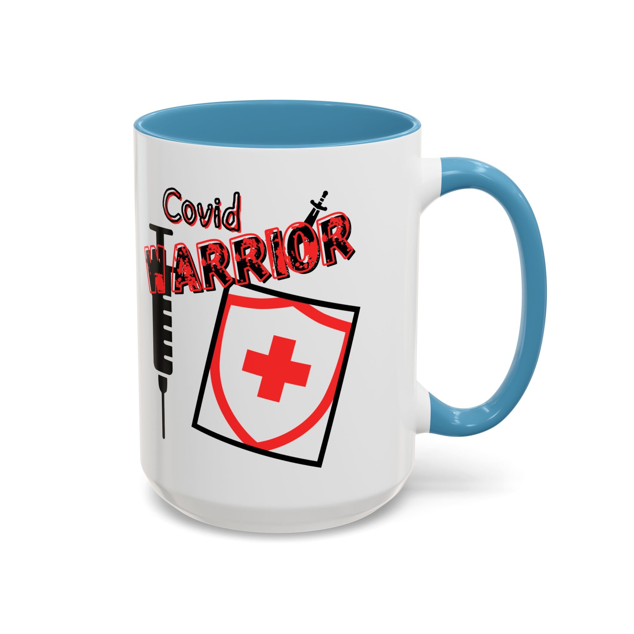 COVID Warrior Coffee Mug(Red|Black) | Vaccine Shield Accent Mug 11/15oz| Medical Staff Work Mug |