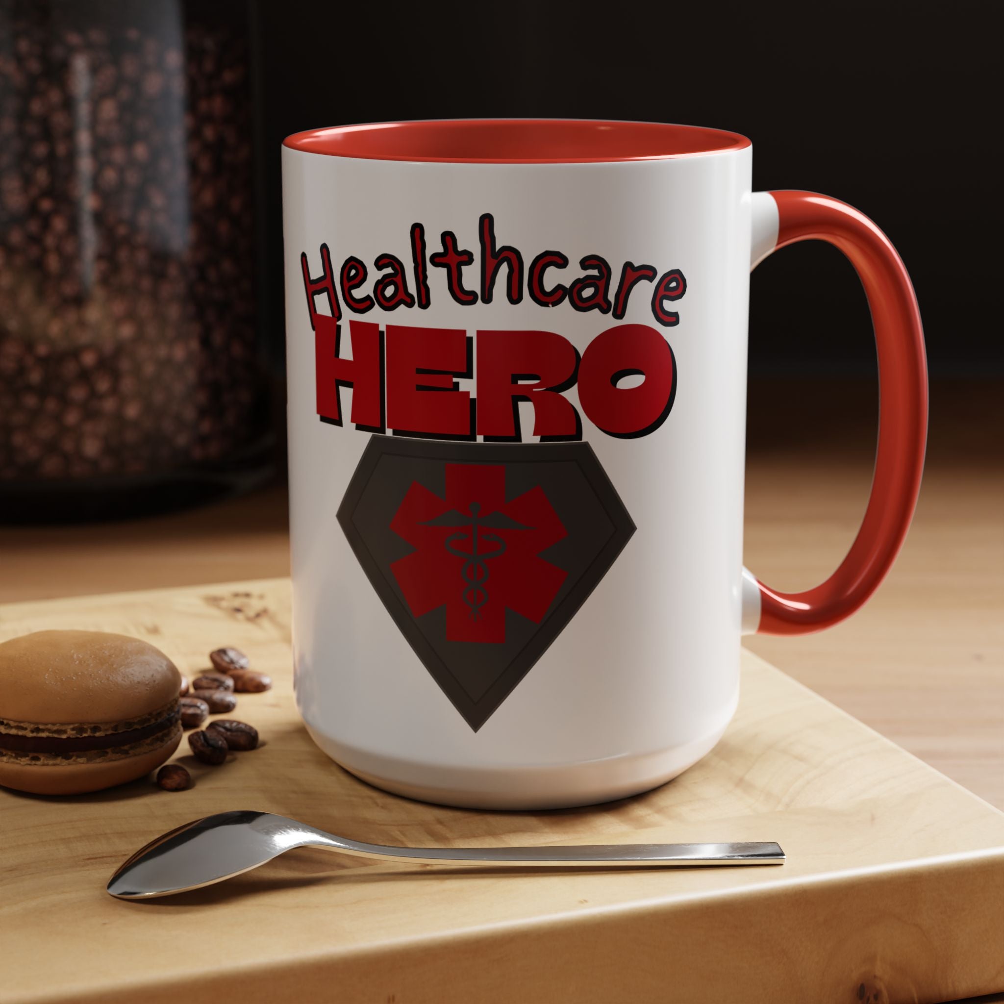Healthcare Hero Accent Coffee Mug(Red|Black)| Work Mug For Medical Professionals| Work Mug For Healthcare Staff|
