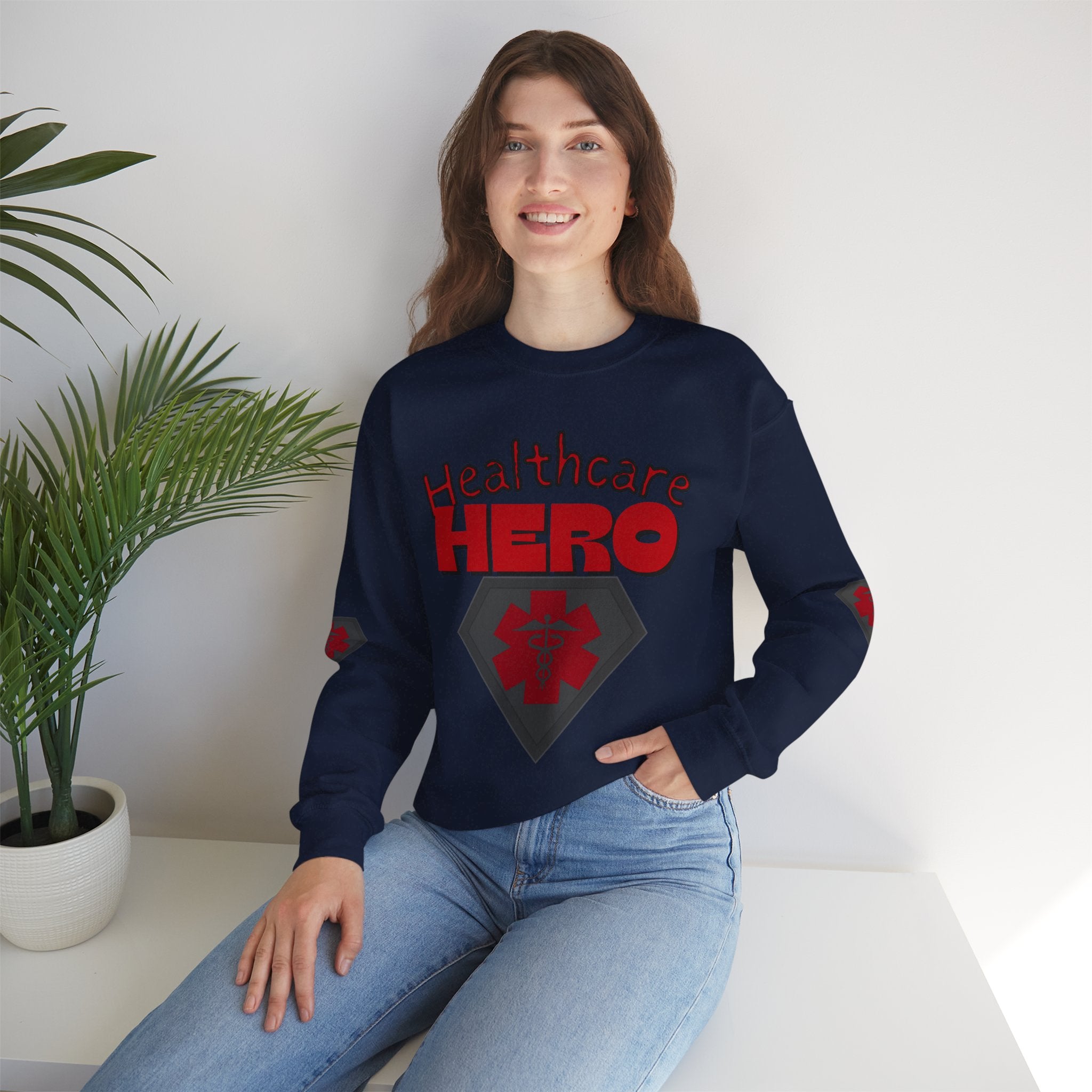 Healthcare Hero Sweatshirt(Red|Black) |  Medical Staff Appreciation Crewneck | Frontline Sweatshirt | EMS Sweater |